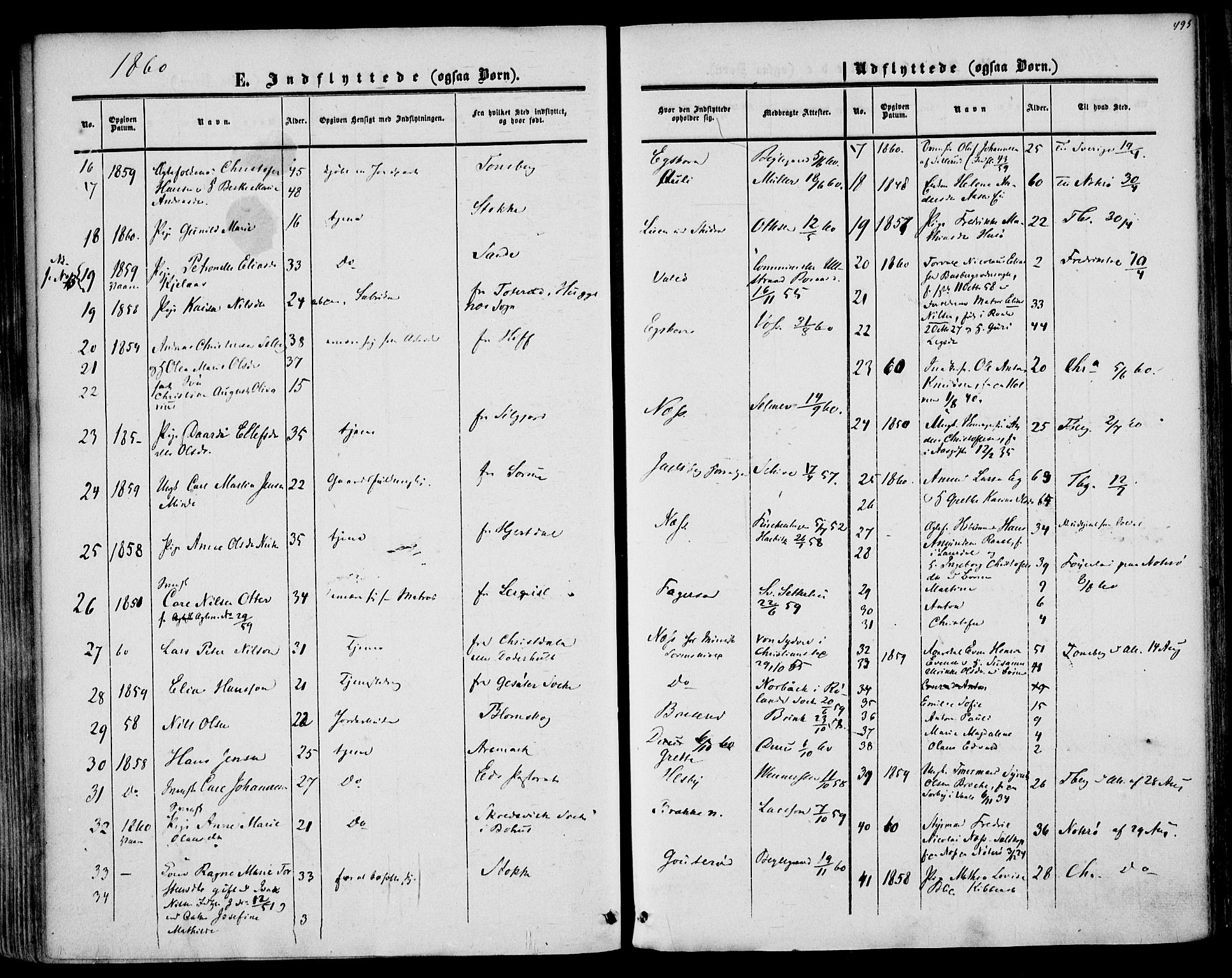 Sem kirkebøker, AV/SAKO-A-5/F/Fa/L0007: Parish register (official) no. I 7, 1856-1865, p. 495