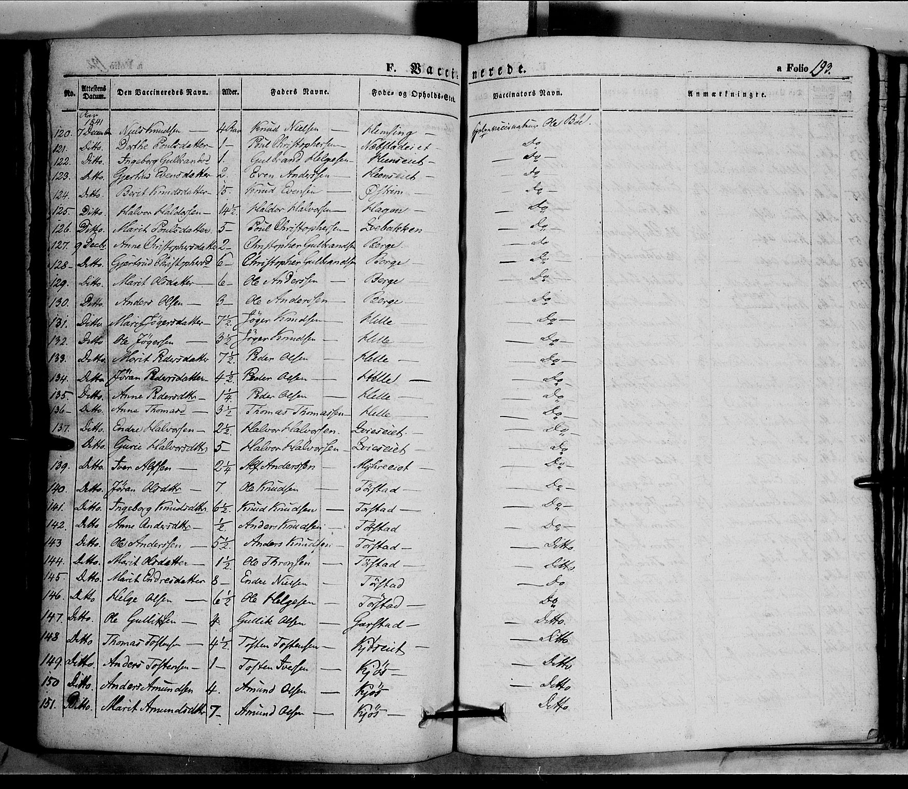 Vang prestekontor, Valdres, AV/SAH-PREST-140/H/Ha/L0005: Parish register (official) no. 5, 1831-1845, p. 193