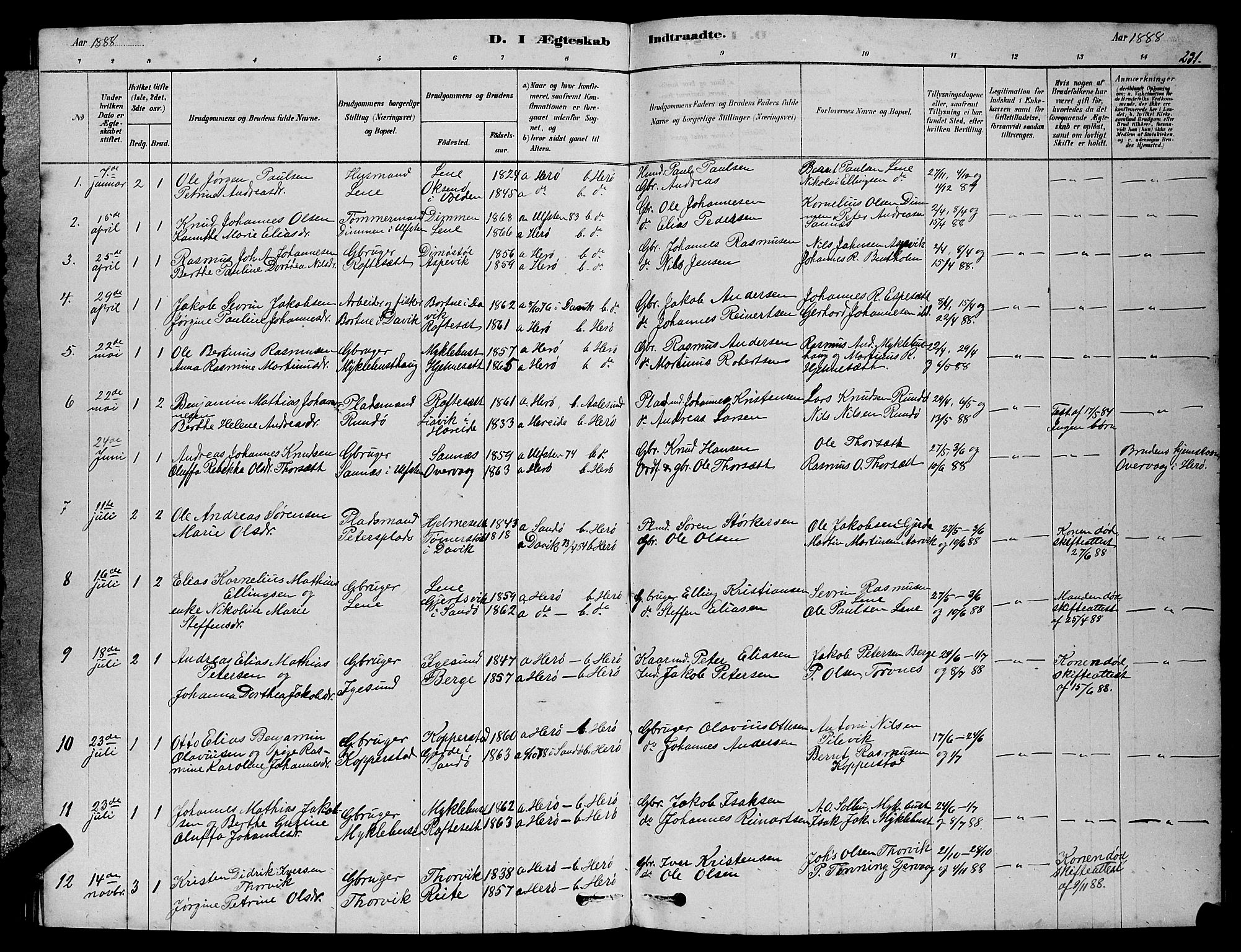 Ministerialprotokoller, klokkerbøker og fødselsregistre - Møre og Romsdal, AV/SAT-A-1454/507/L0081: Parish register (copy) no. 507C04, 1878-1898, p. 231
