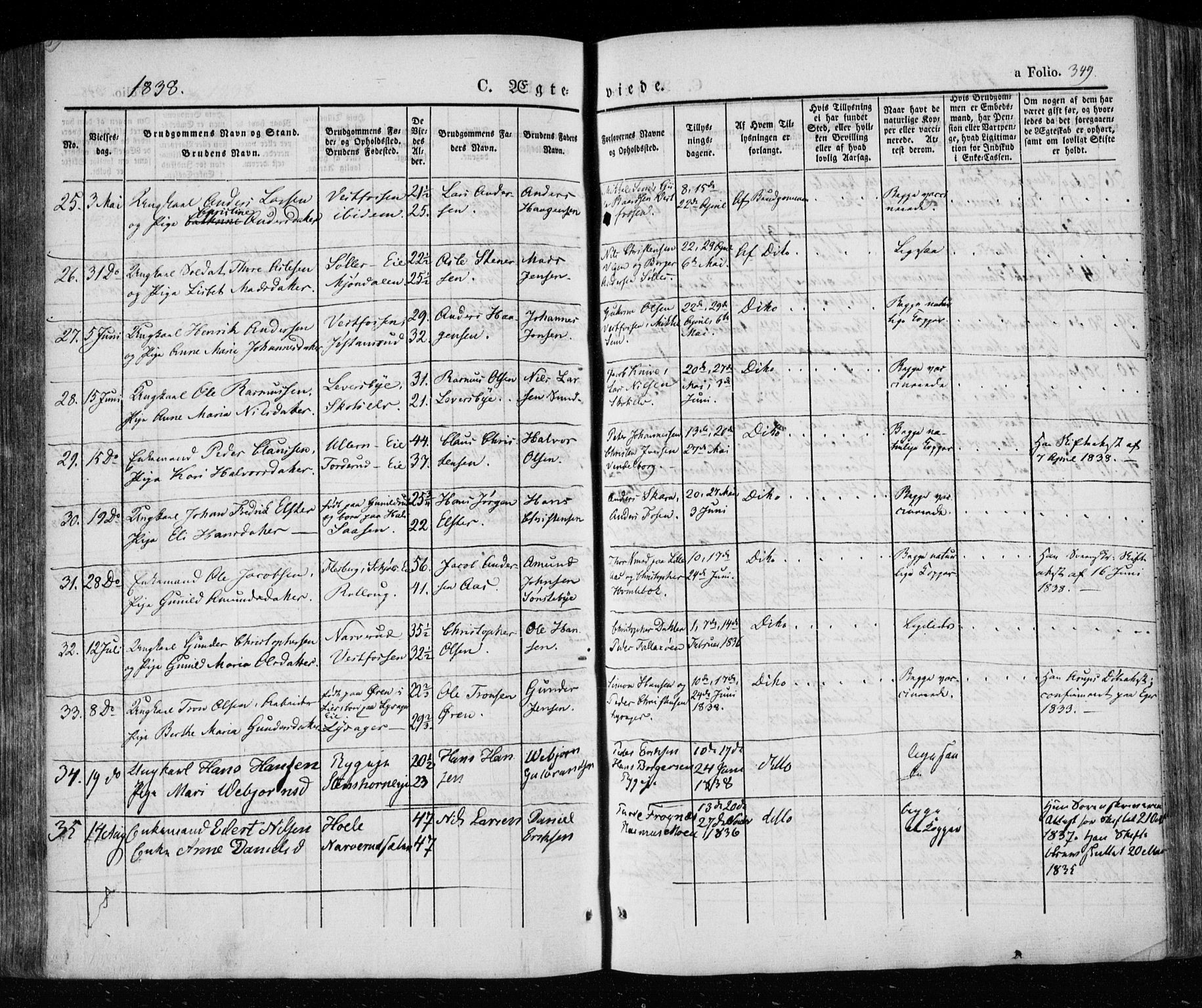 Eiker kirkebøker, AV/SAKO-A-4/F/Fa/L0013a: Parish register (official) no. I 13A, 1832-1845, p. 349