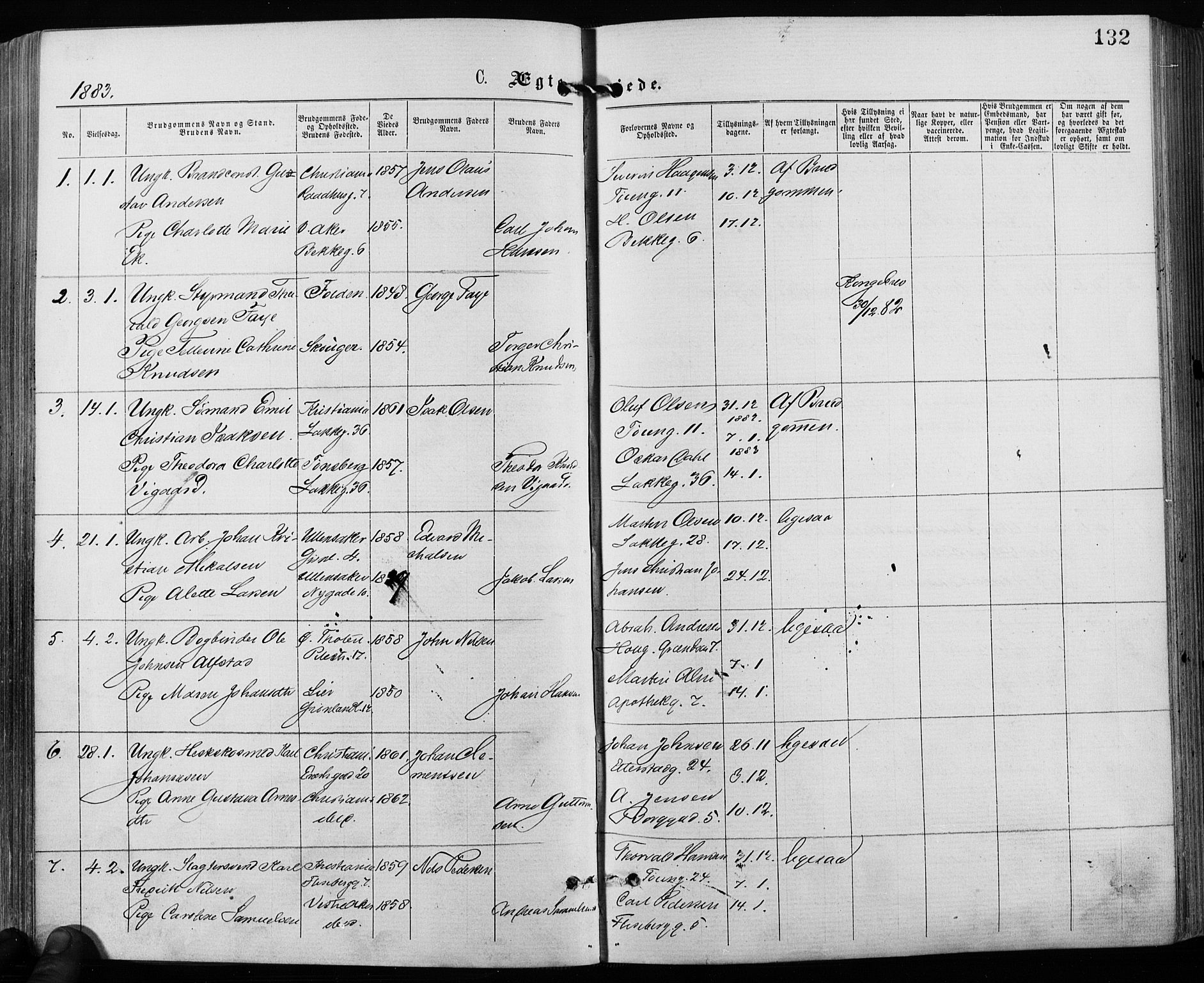 Grønland prestekontor Kirkebøker, AV/SAO-A-10848/F/Fa/L0006: Parish register (official) no. 6, 1877-1886, p. 132