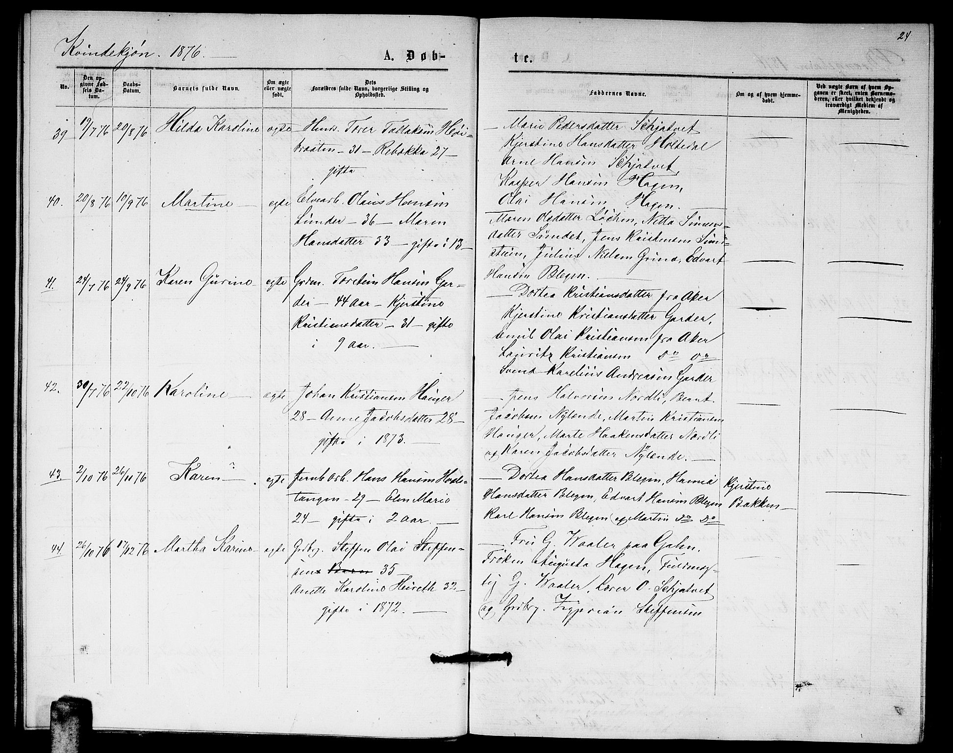 Fet prestekontor Kirkebøker, AV/SAO-A-10370a/G/Ga/L0005: Parish register (copy) no. I 5, 1875-1877, p. 24