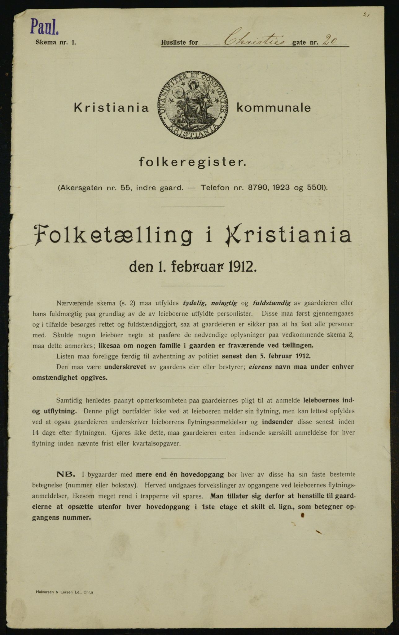 OBA, Municipal Census 1912 for Kristiania, 1912, p. 12228