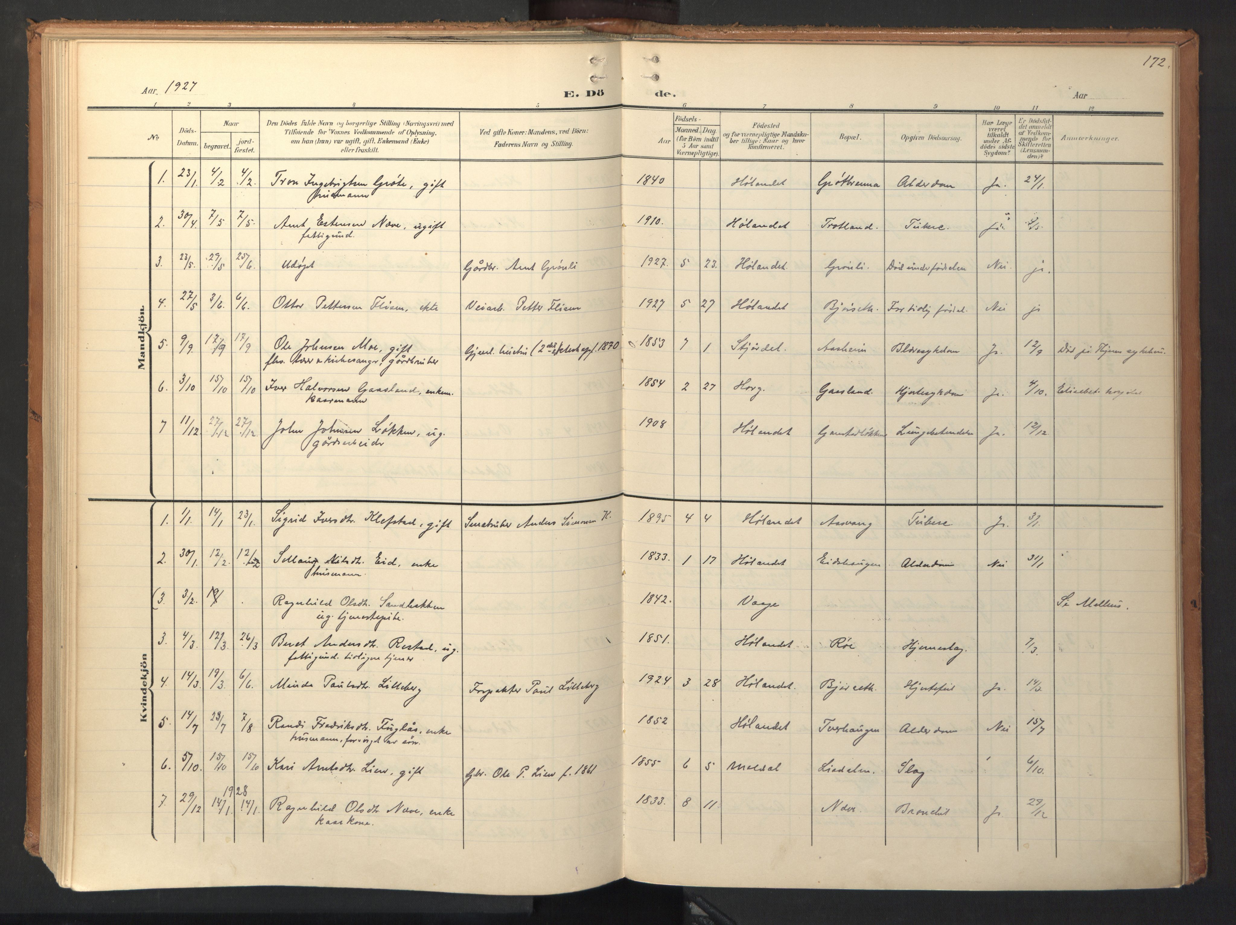 Ministerialprotokoller, klokkerbøker og fødselsregistre - Sør-Trøndelag, AV/SAT-A-1456/694/L1128: Parish register (official) no. 694A02, 1906-1931, p. 172