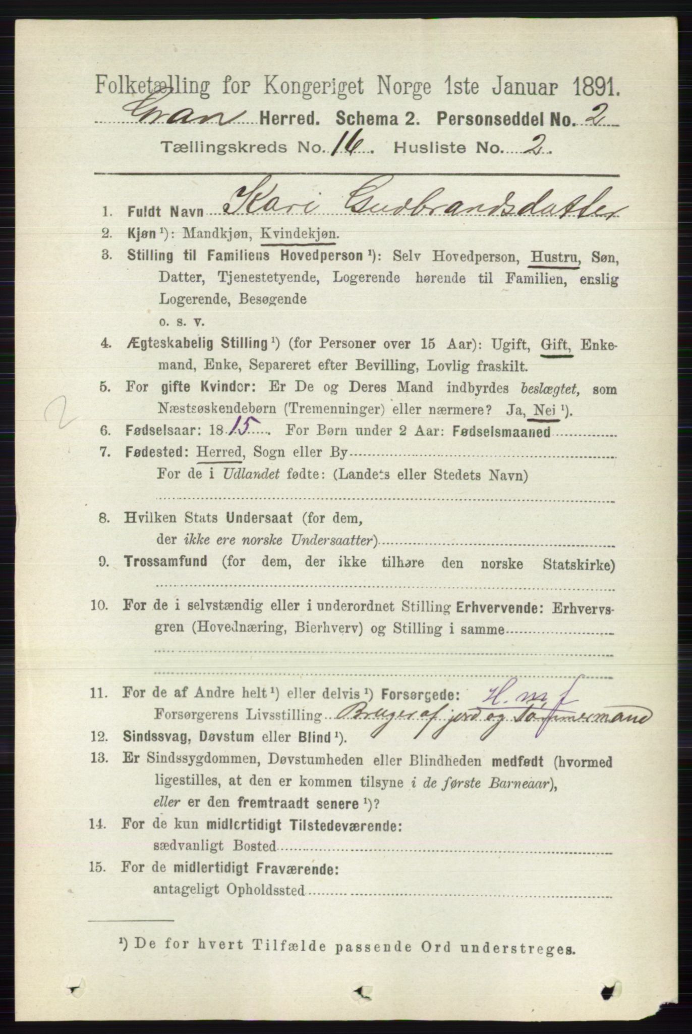 RA, 1891 census for 0534 Gran, 1891, p. 8113