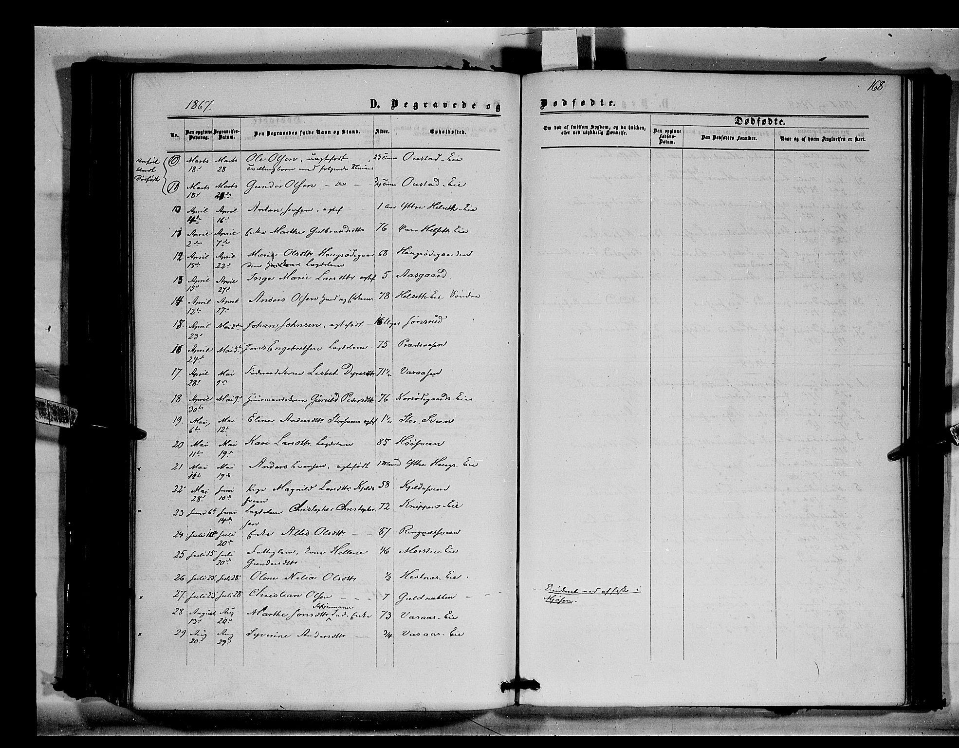 Stange prestekontor, SAH/PREST-002/K/L0014: Parish register (official) no. 14, 1862-1879, p. 168