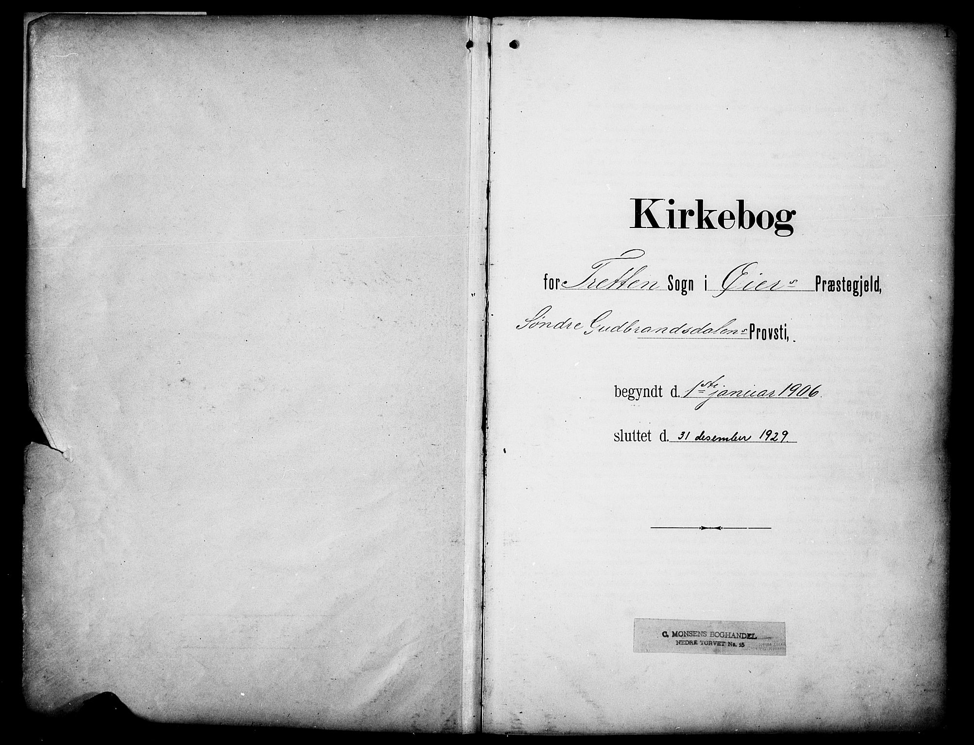 Øyer prestekontor, AV/SAH-PREST-084/H/Ha/Hab/L0006: Parish register (copy) no. 6, 1906-1929, p. 1