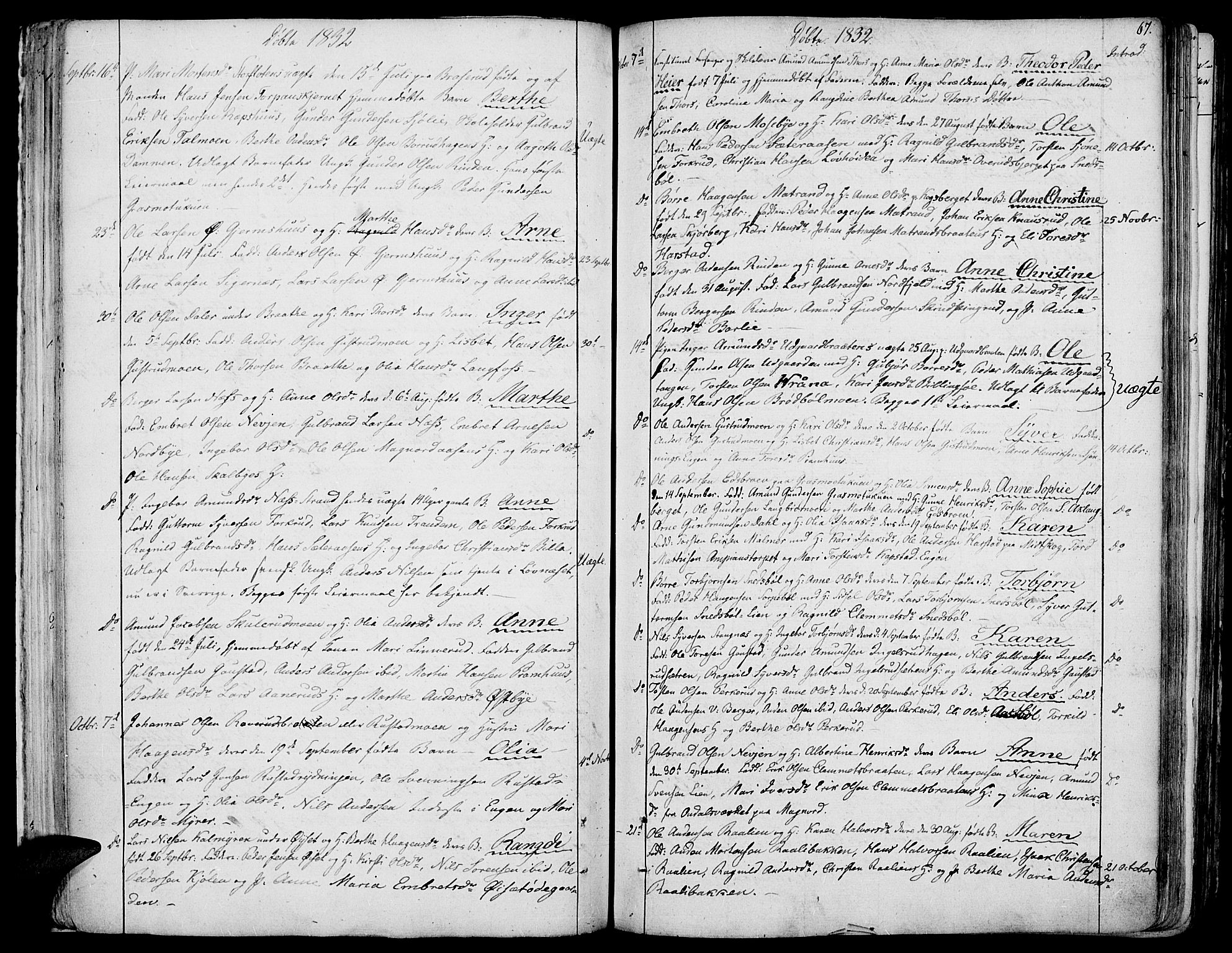 Vinger prestekontor, AV/SAH-PREST-024/H/Ha/Haa/L0007: Parish register (official) no. 7, 1826-1839, p. 67