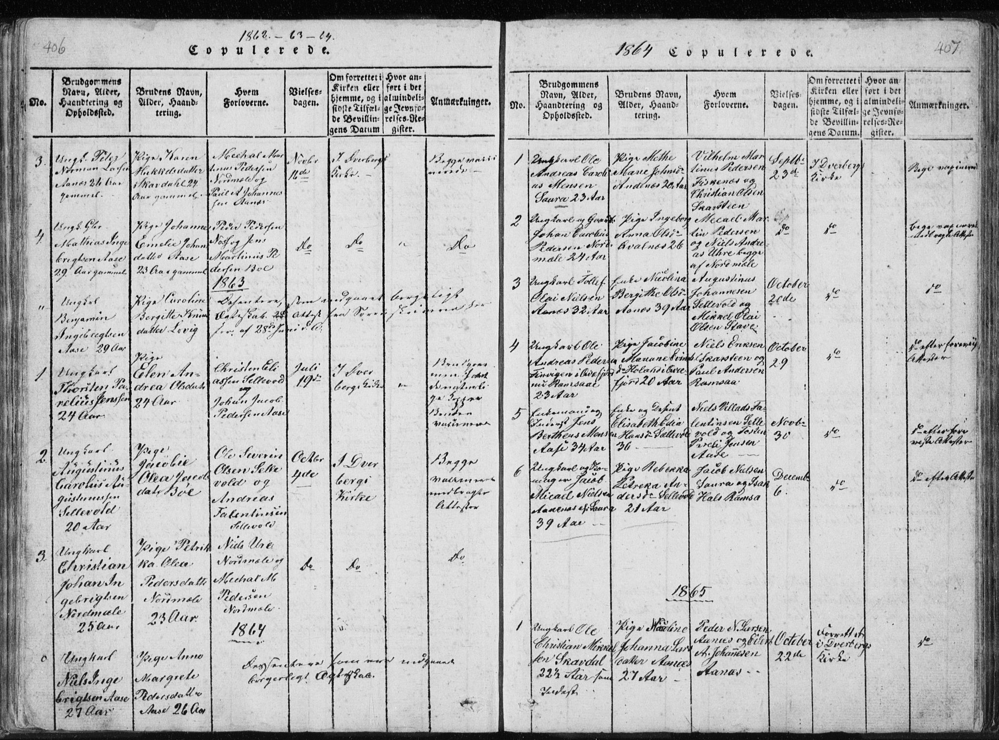 Ministerialprotokoller, klokkerbøker og fødselsregistre - Nordland, AV/SAT-A-1459/897/L1411: Parish register (copy) no. 897C01, 1820-1866, p. 406-407