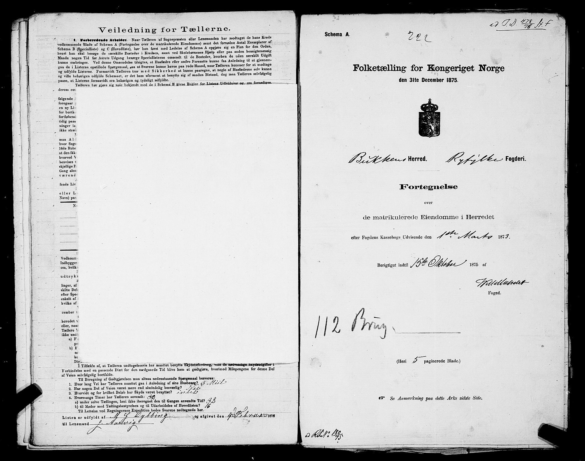 SAST, 1875 census for 1146P Tysvær, 1875, p. 46