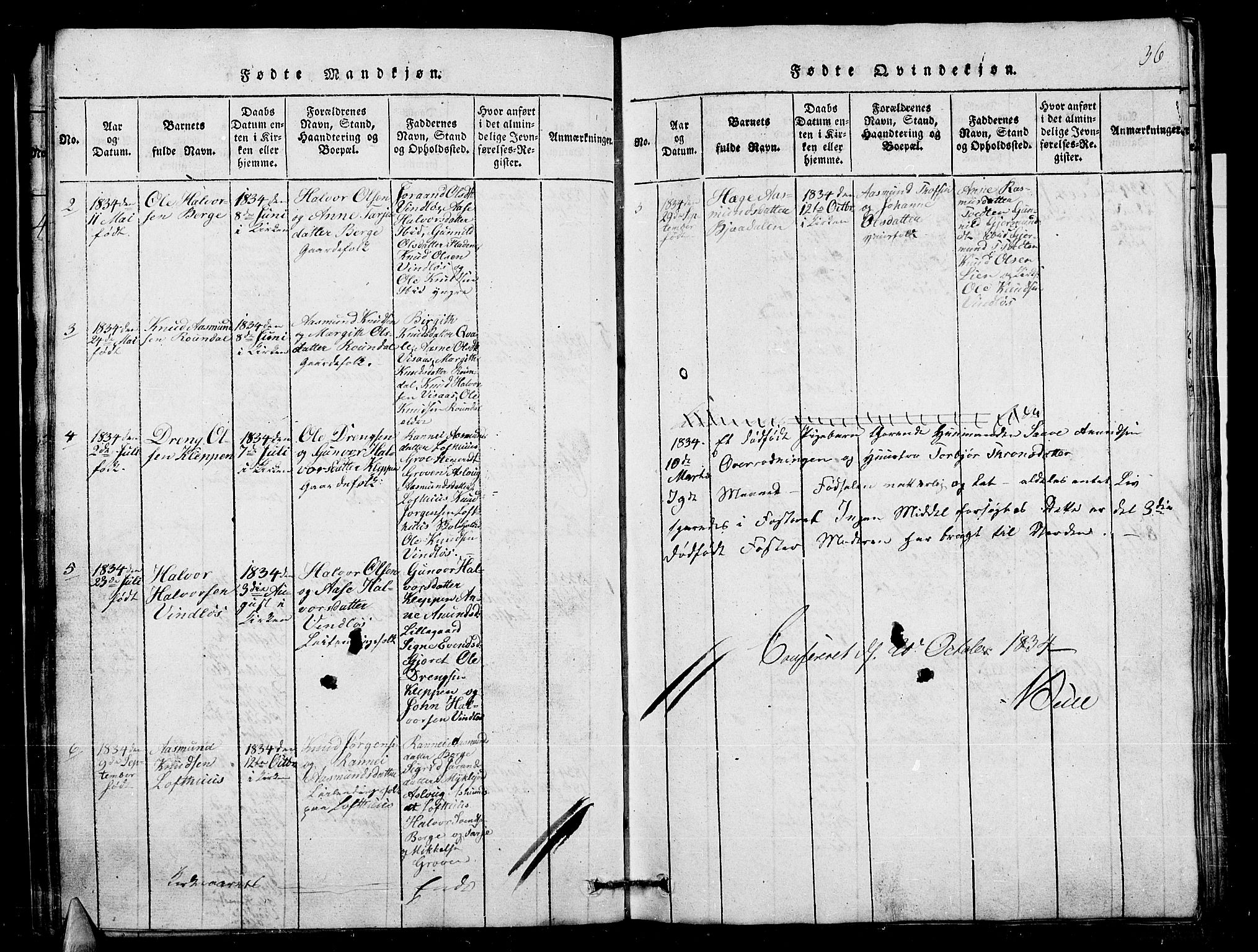 Lårdal kirkebøker, SAKO/A-284/G/Gb/L0001: Parish register (copy) no. II 1, 1815-1865, p. 36