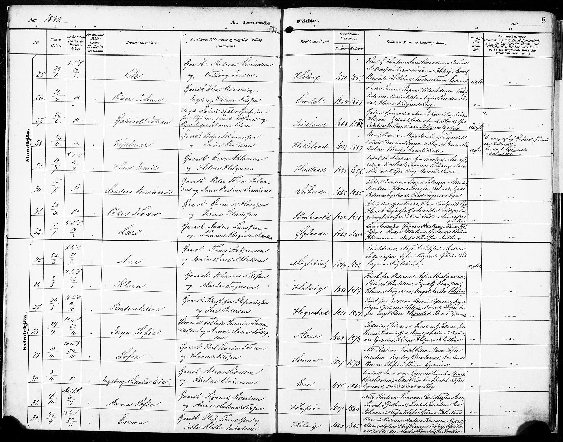 Eigersund sokneprestkontor, SAST/A-101807/S08/L0018: Parish register (official) no. A 17, 1892-1905, p. 8