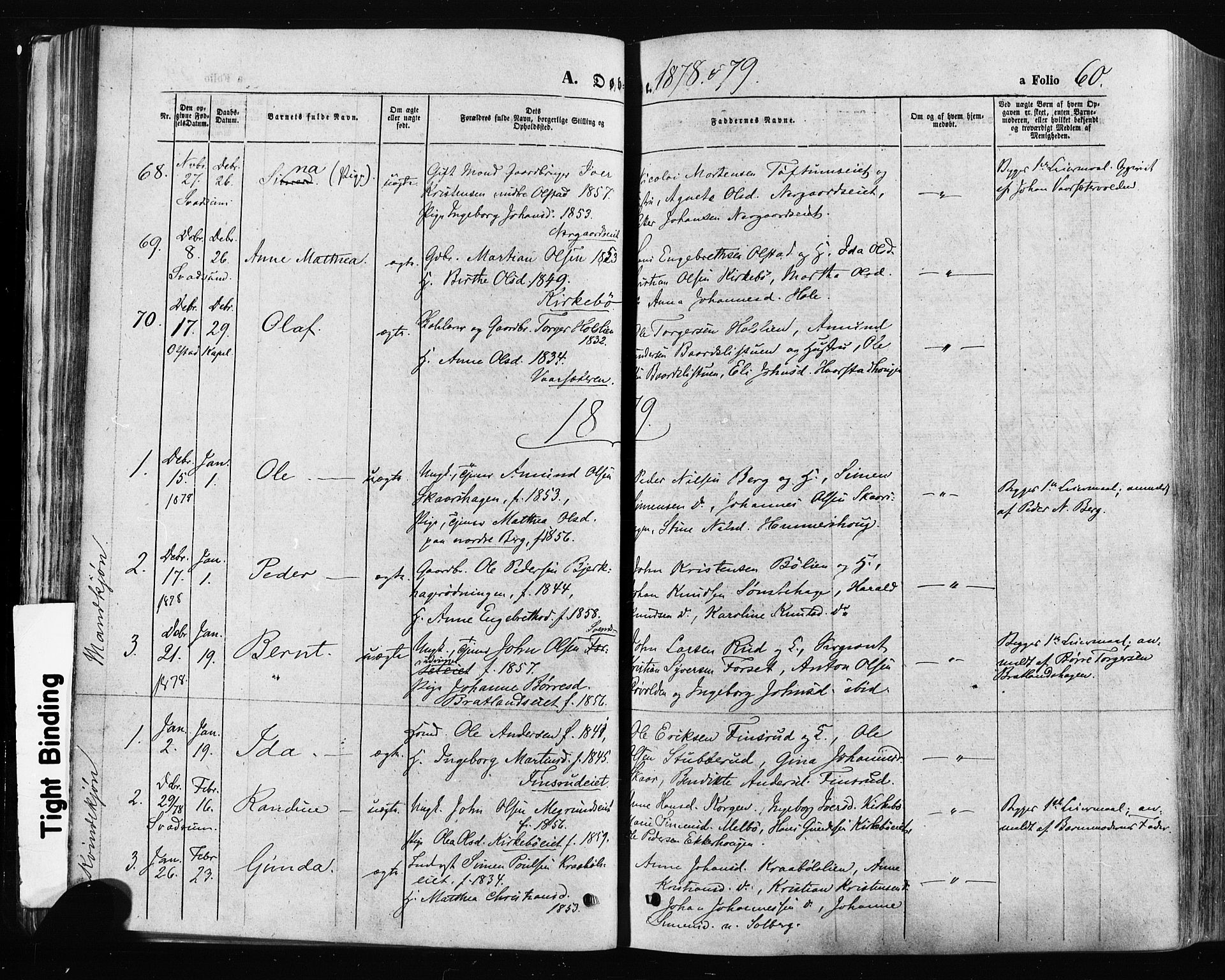 Gausdal prestekontor, SAH/PREST-090/H/Ha/Haa/L0010: Parish register (official) no. 10, 1867-1886, p. 60