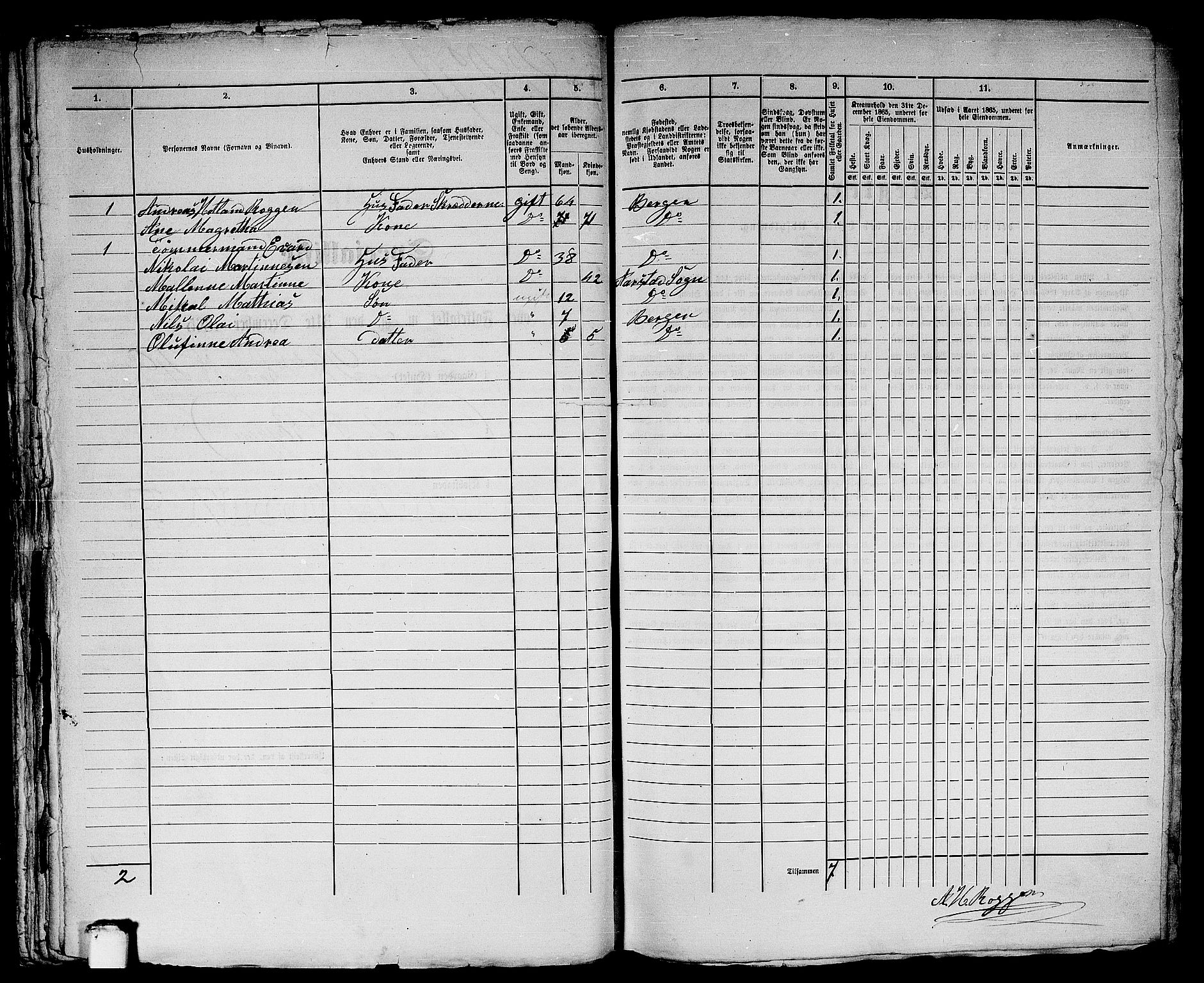 RA, 1865 census for Bergen, 1865, p. 4644