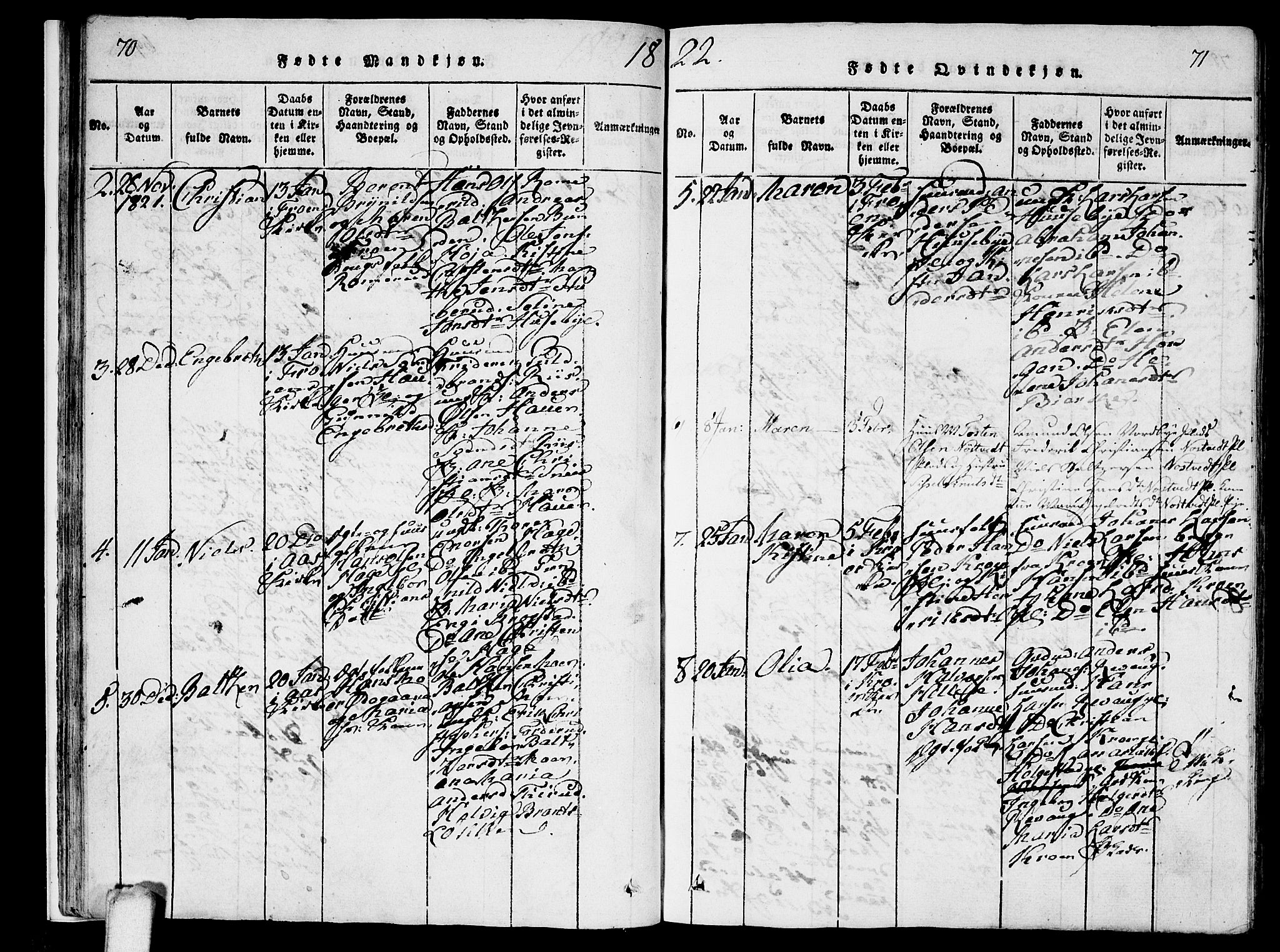 Ås prestekontor Kirkebøker, AV/SAO-A-10894/F/Fa/L0004: Parish register (official) no. I 4, 1818-1826, p. 70-71