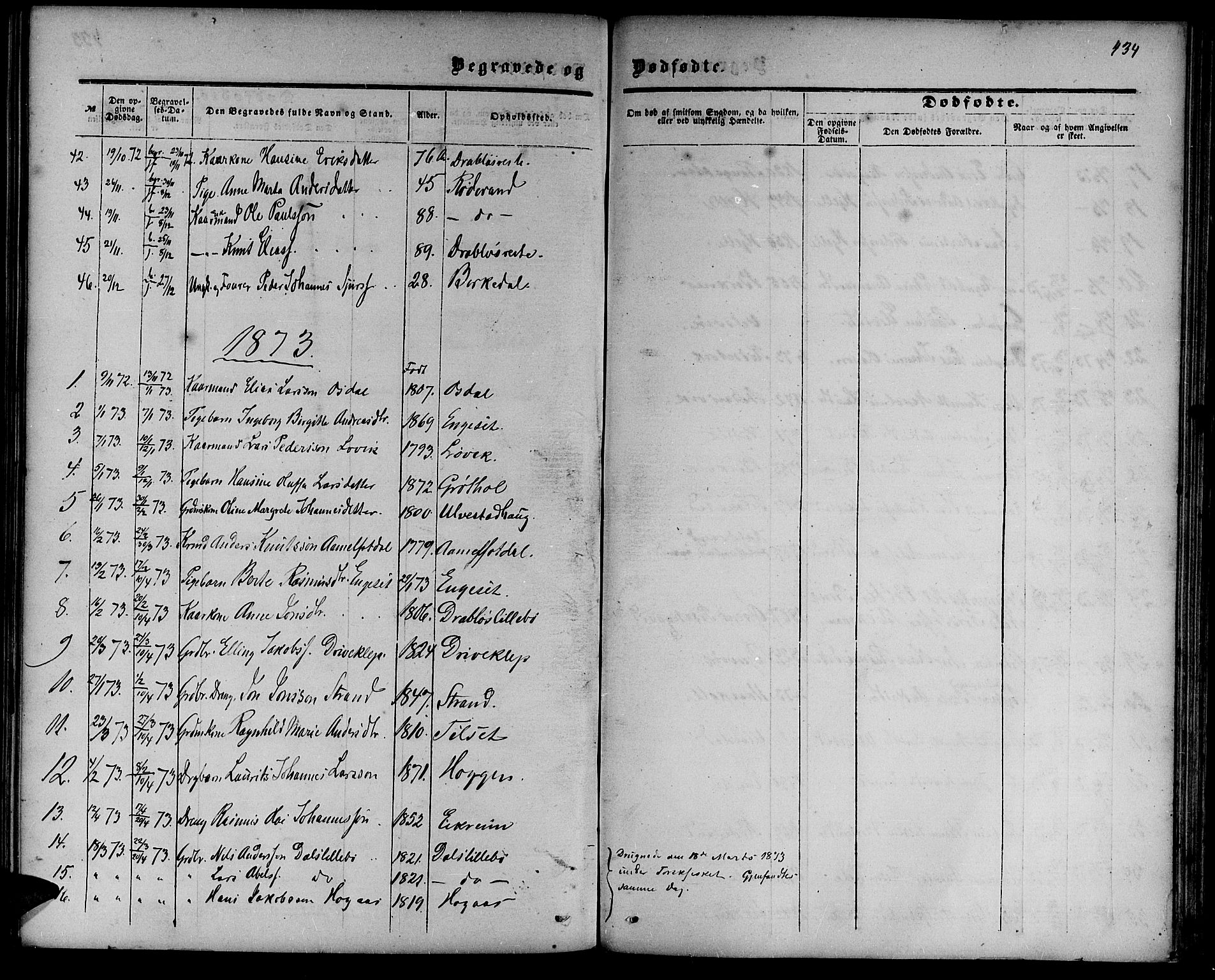 Ministerialprotokoller, klokkerbøker og fødselsregistre - Møre og Romsdal, SAT/A-1454/511/L0157: Parish register (copy) no. 511C03, 1864-1884, p. 434