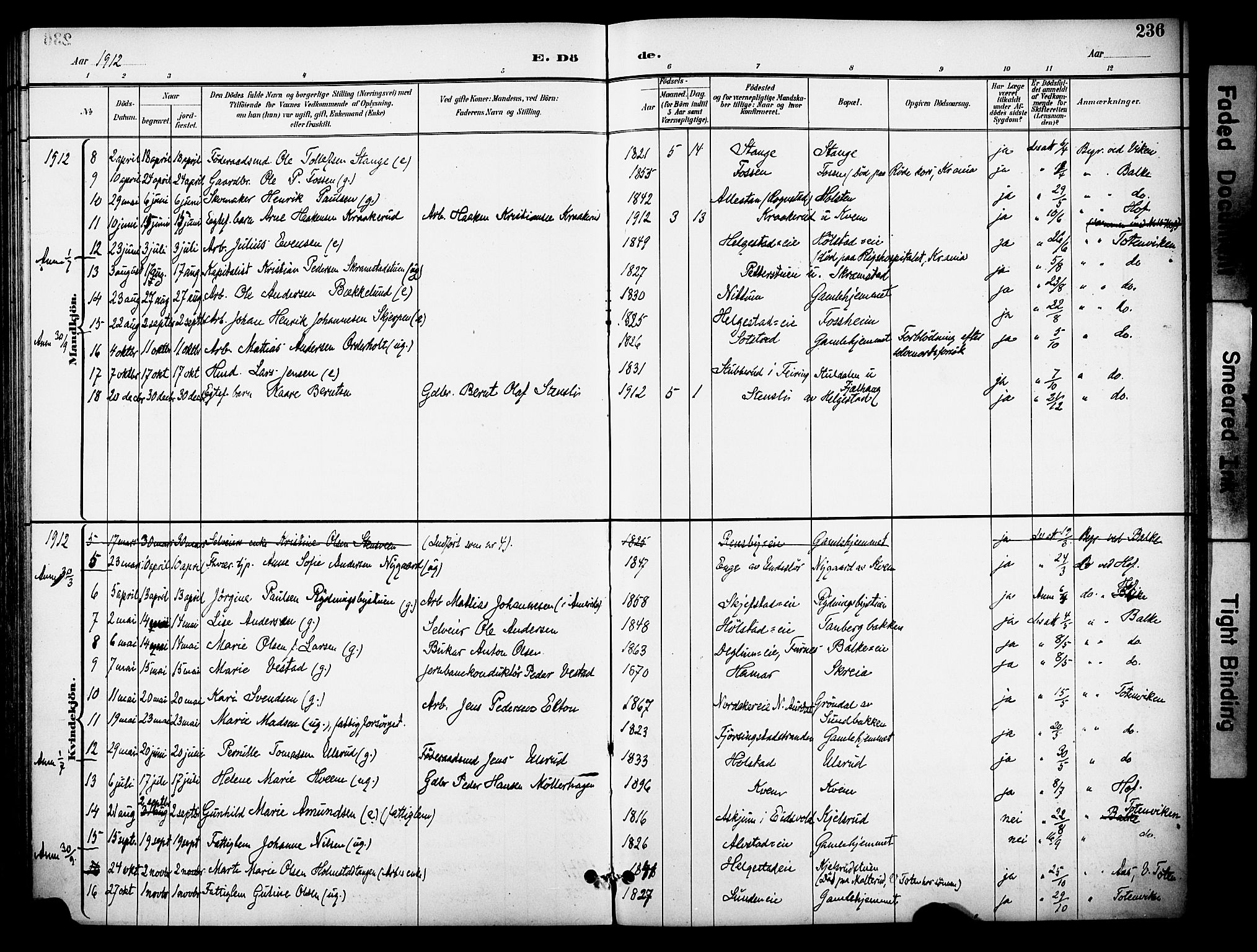 Østre Toten prestekontor, SAH/PREST-104/H/Ha/Haa/L0009: Parish register (official) no. 9, 1897-1913, p. 236