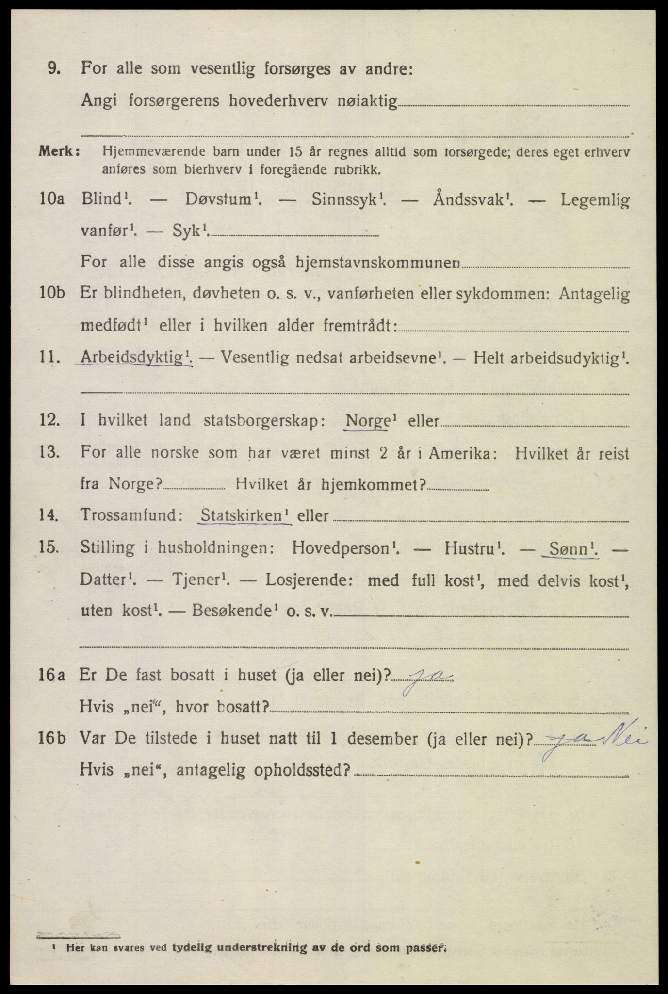 SAK, 1920 census for Grindheim, 1920, p. 420