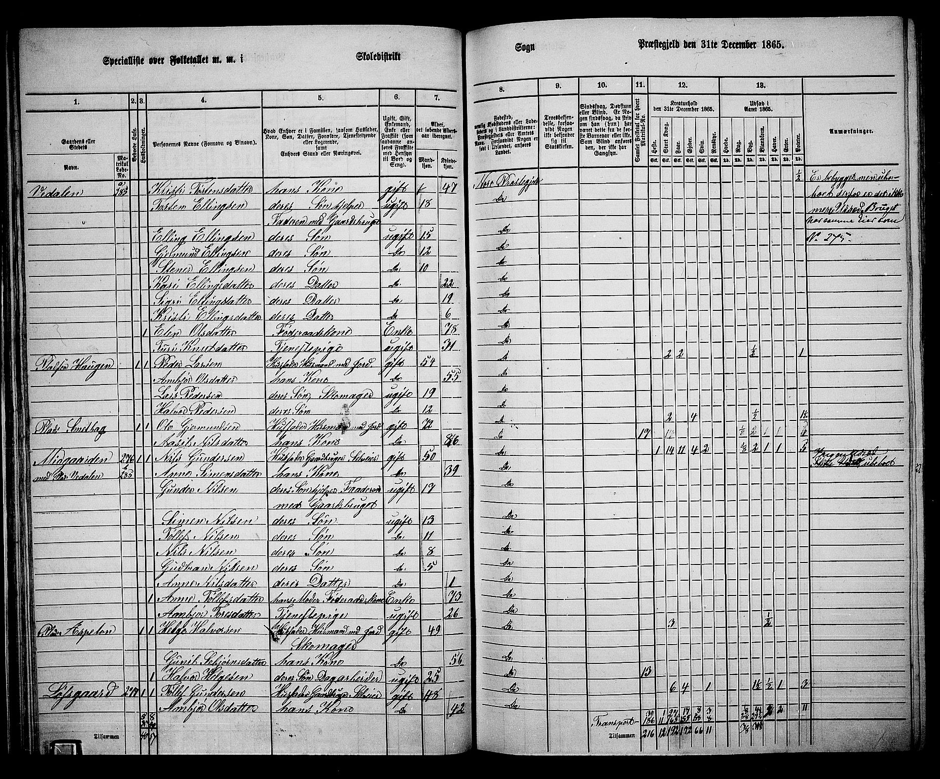 RA, 1865 census for Nore, 1865, p. 36