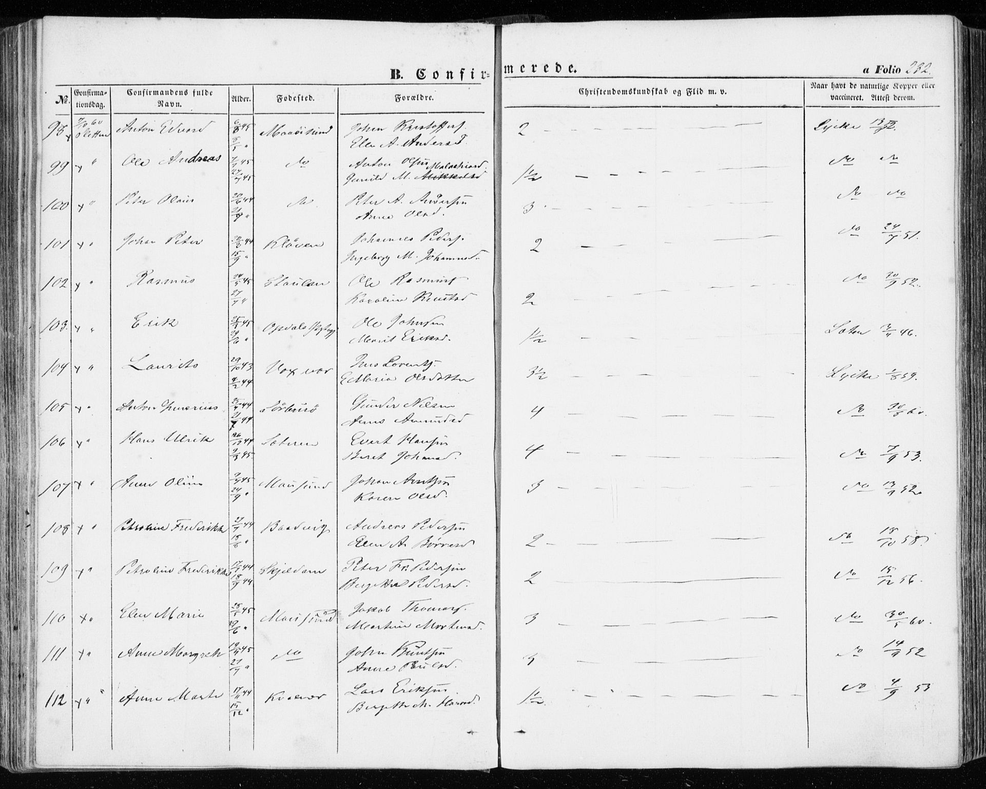 Ministerialprotokoller, klokkerbøker og fødselsregistre - Sør-Trøndelag, AV/SAT-A-1456/634/L0530: Parish register (official) no. 634A06, 1852-1860, p. 232