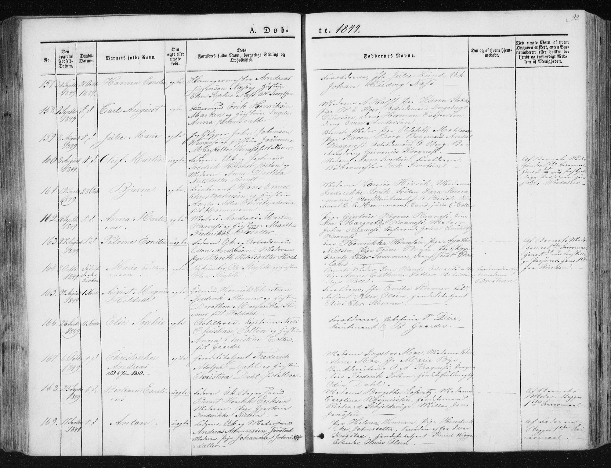 Ministerialprotokoller, klokkerbøker og fødselsregistre - Sør-Trøndelag, AV/SAT-A-1456/602/L0110: Parish register (official) no. 602A08, 1840-1854, p. 93