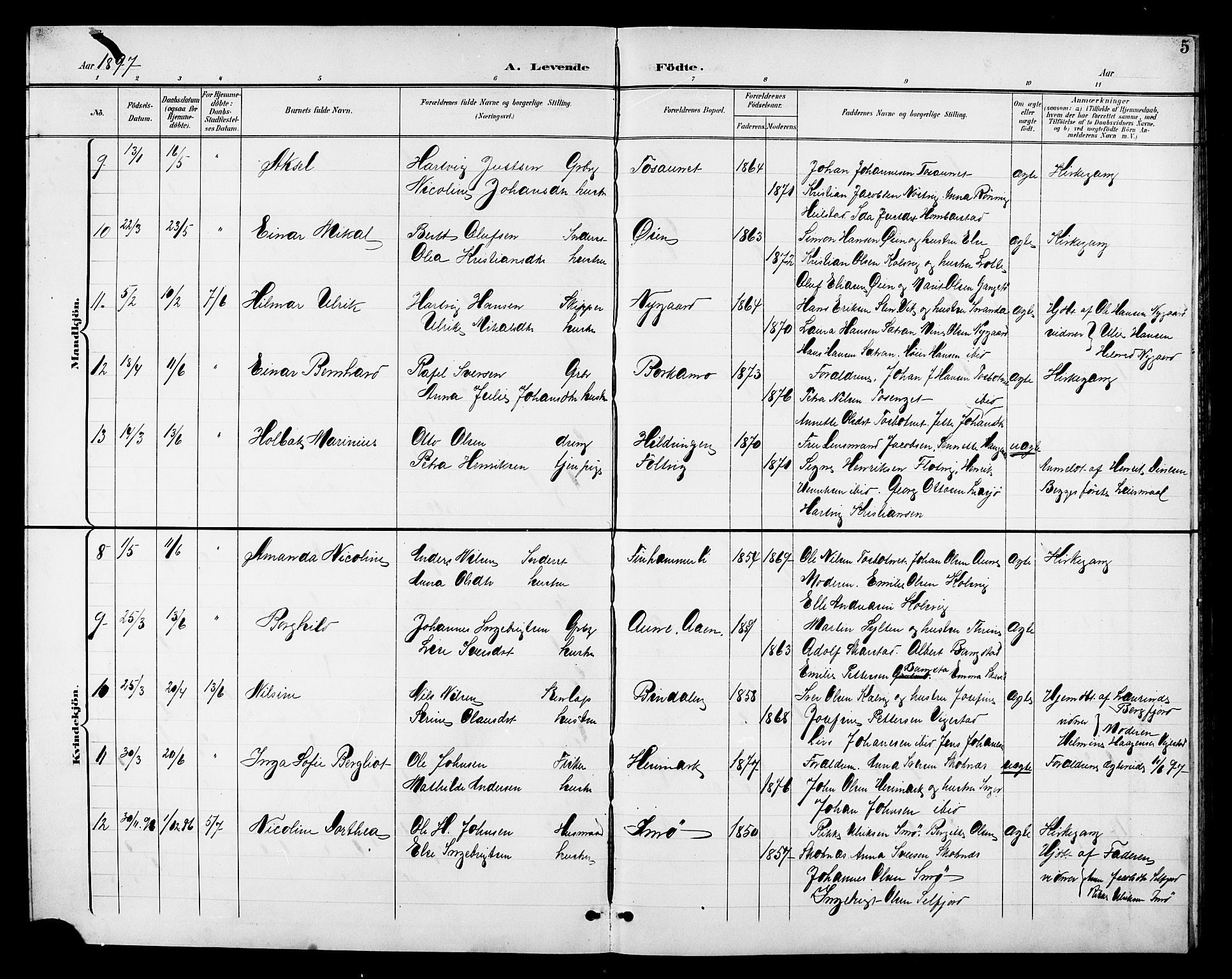 Ministerialprotokoller, klokkerbøker og fødselsregistre - Nordland, AV/SAT-A-1459/810/L0161: Parish register (copy) no. 810C04, 1897-1910, p. 5