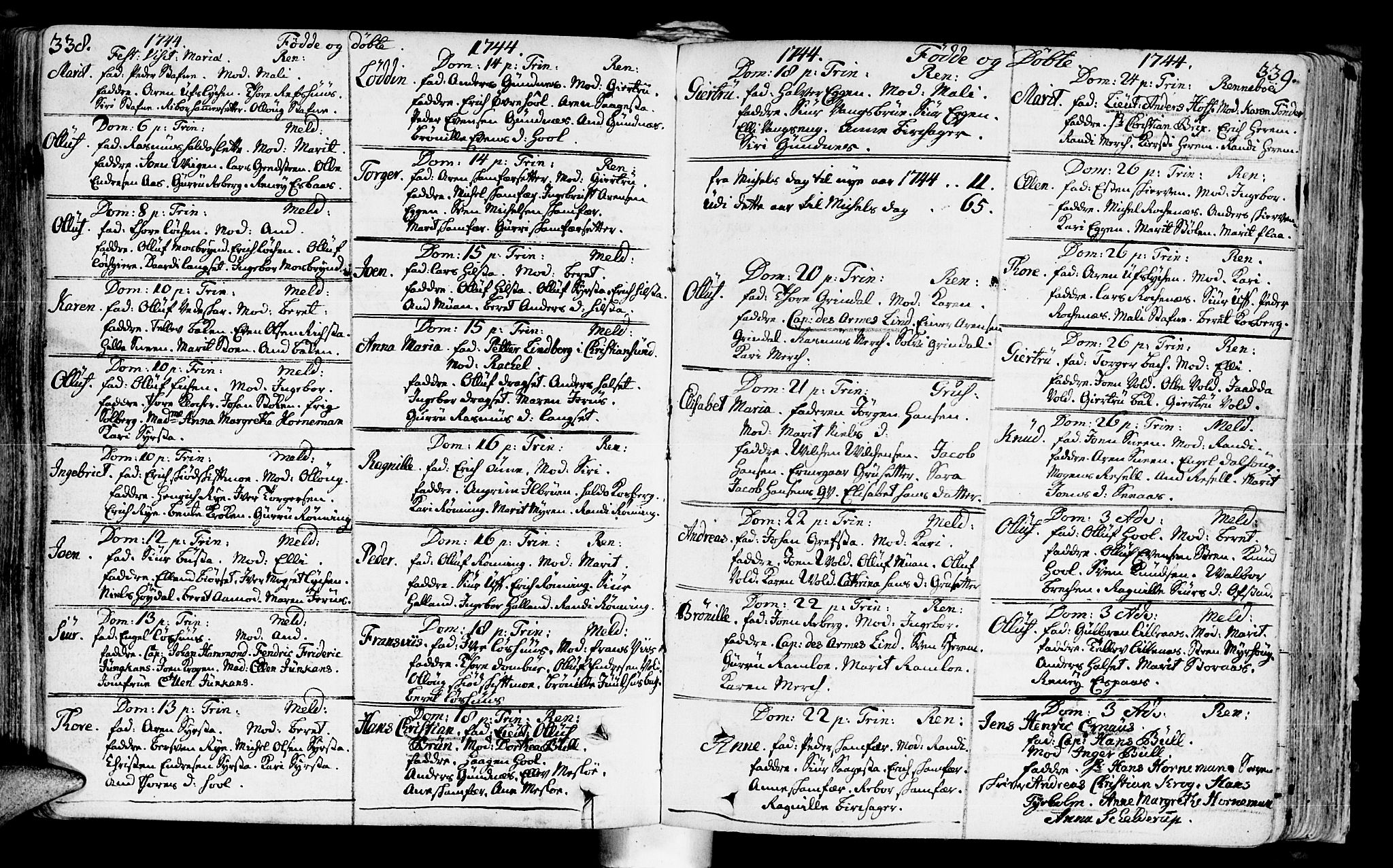 Ministerialprotokoller, klokkerbøker og fødselsregistre - Sør-Trøndelag, SAT/A-1456/672/L0850: Parish register (official) no. 672A03, 1725-1751, p. 338-339