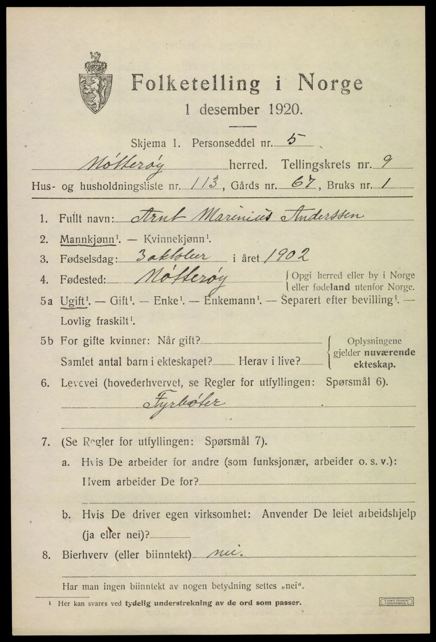 SAKO, 1920 census for Nøtterøy, 1920, p. 12515