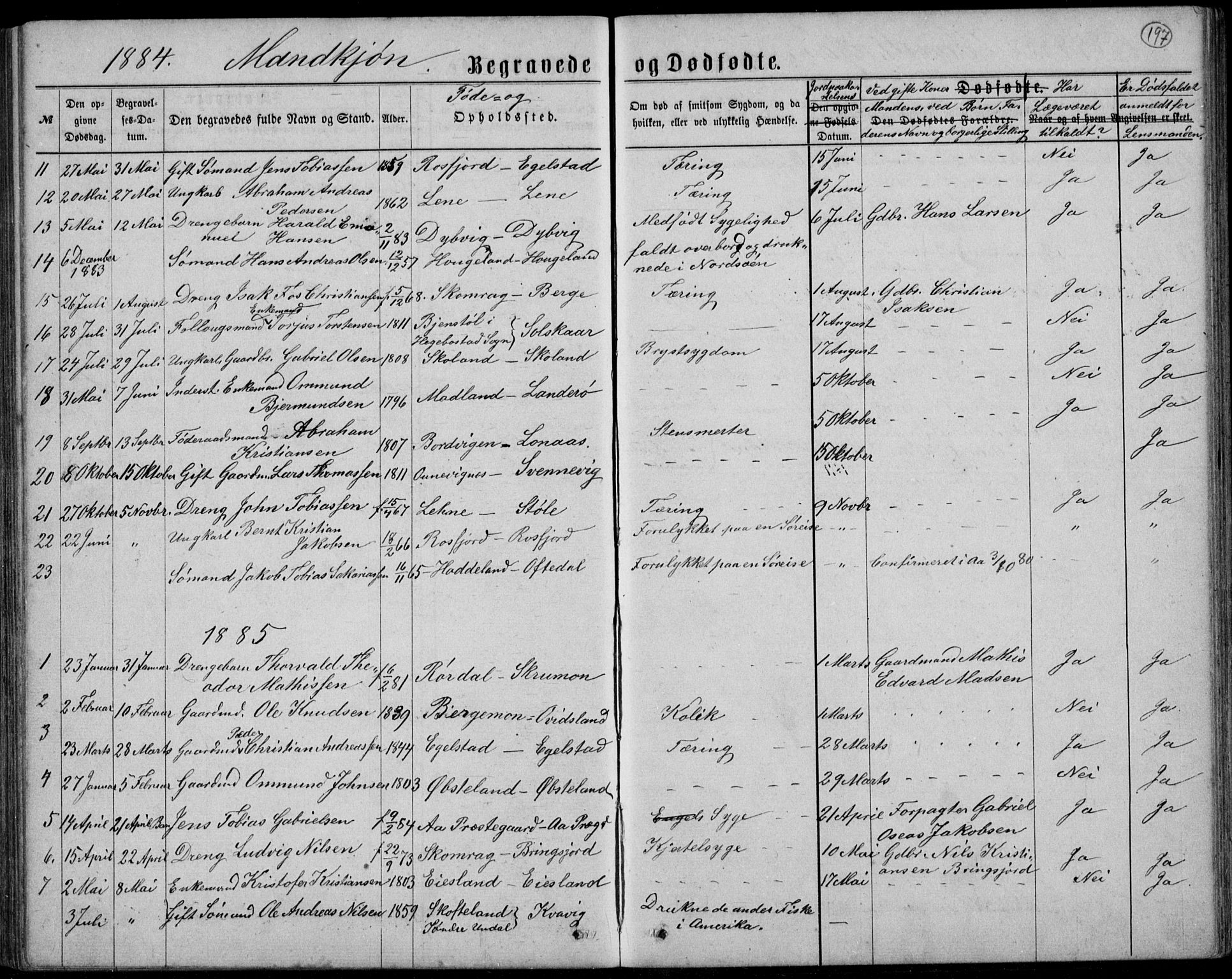 Lyngdal sokneprestkontor, SAK/1111-0029/F/Fb/Fbc/L0004: Parish register (copy) no. B 4, 1878-1896, p. 197