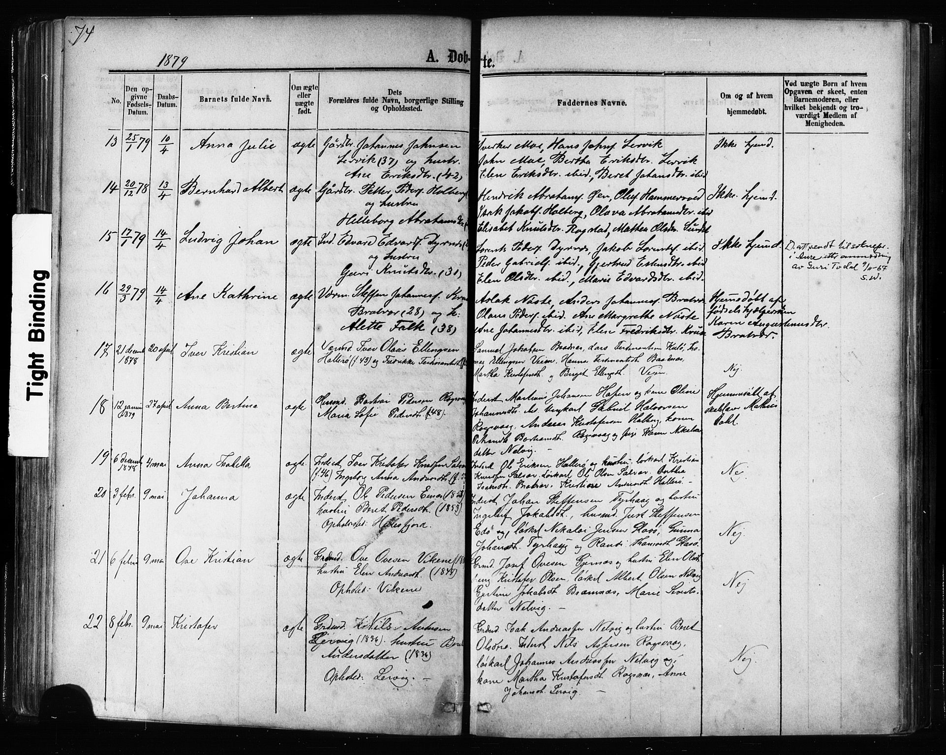 Ministerialprotokoller, klokkerbøker og fødselsregistre - Møre og Romsdal, AV/SAT-A-1454/581/L0938: Parish register (official) no. 581A06, 1873-1879, p. 74