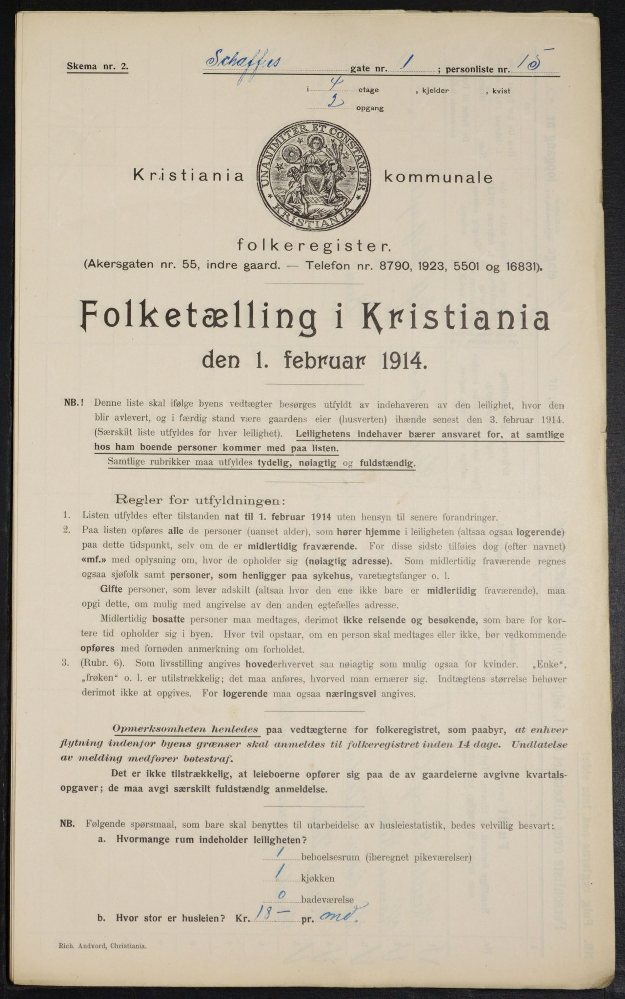 OBA, Municipal Census 1914 for Kristiania, 1914, p. 92765