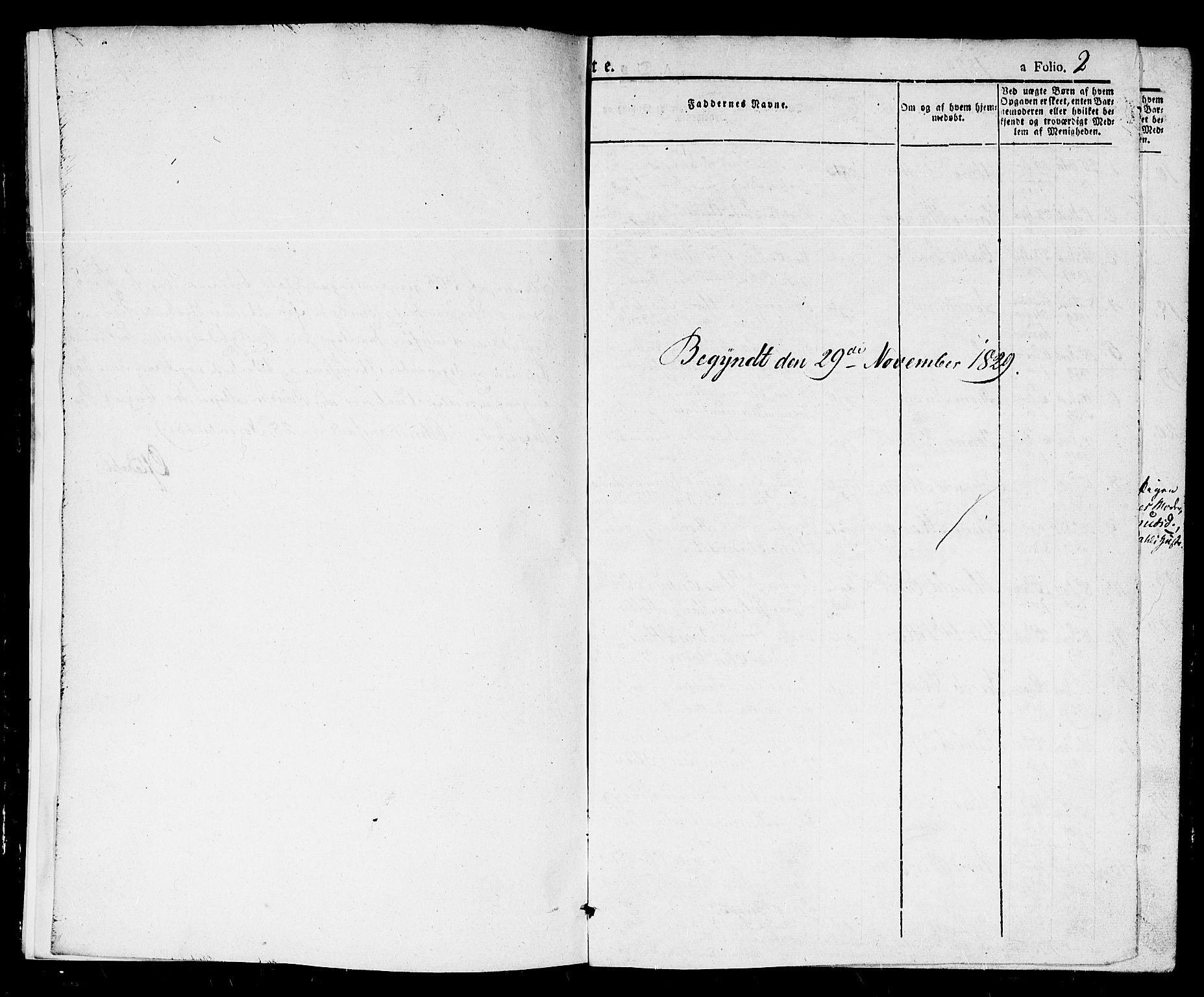 Kristiansand domprosti, AV/SAK-1112-0006/F/Fb/L0007: Parish register (copy) no. B 7, 1829-1837, p. 2