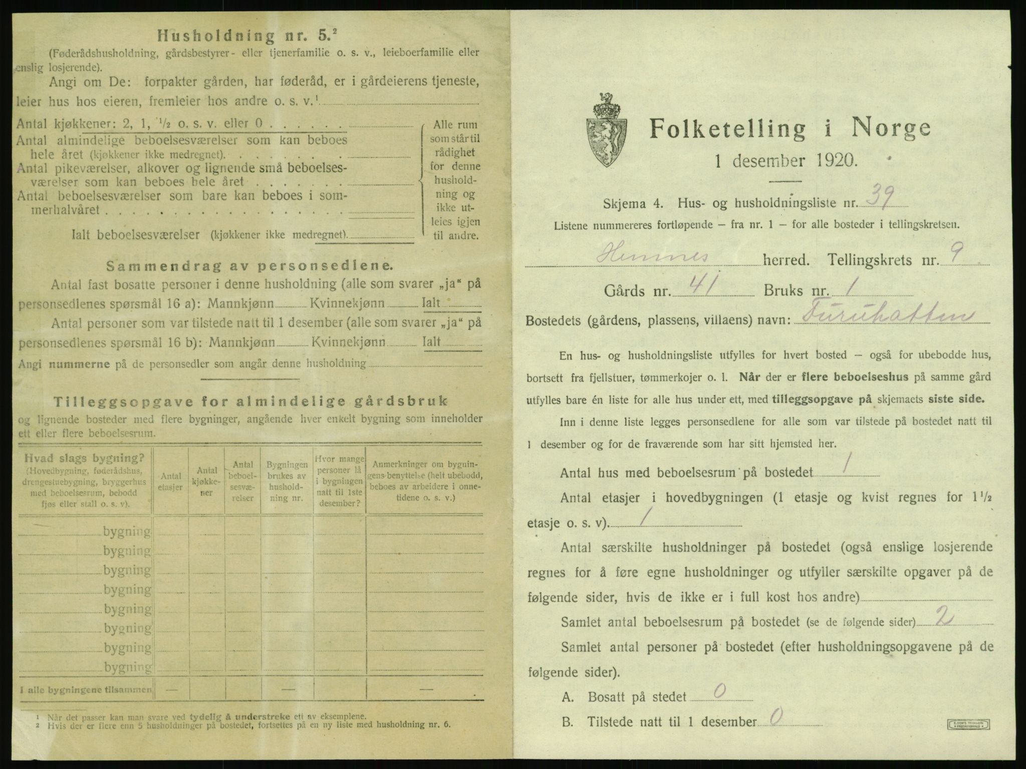 SAT, 1920 census for Hemnes, 1920, p. 1366