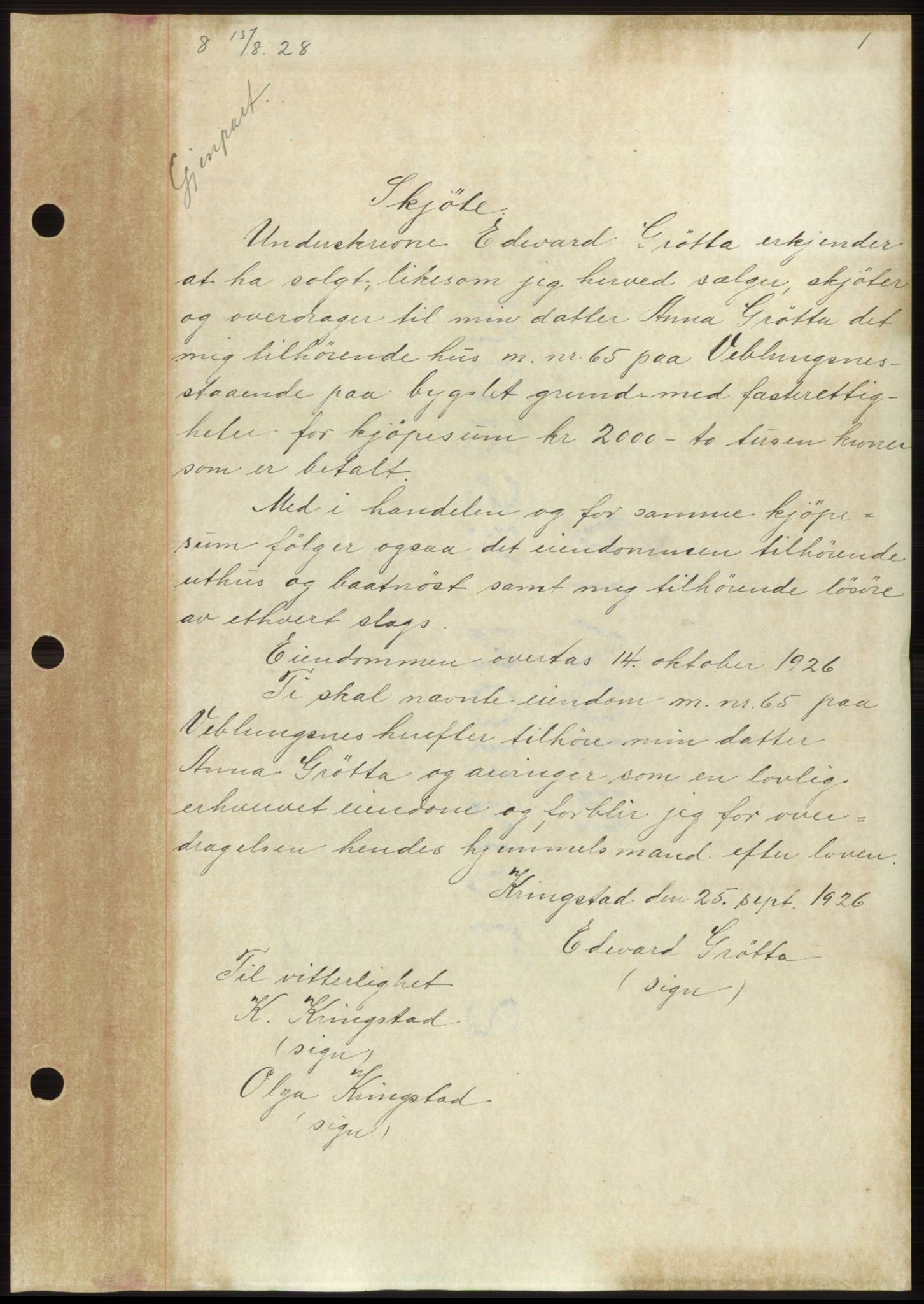 Romsdal sorenskriveri, AV/SAT-A-4149/1/2/2C/L0055: Mortgage book no. 49, 1928-1929, Deed date: 15.08.1928