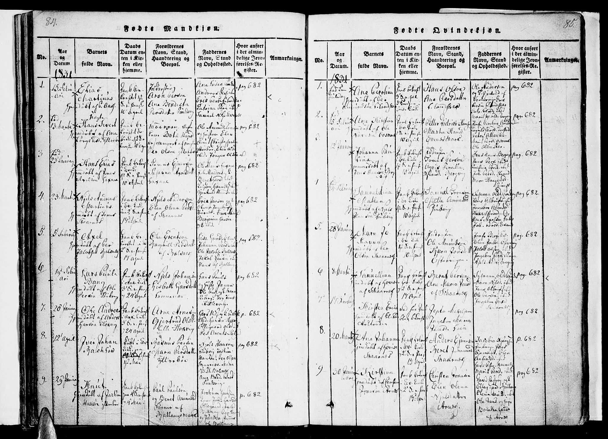 Ministerialprotokoller, klokkerbøker og fødselsregistre - Nordland, AV/SAT-A-1459/863/L0894: Parish register (official) no. 863A06, 1821-1851, p. 84-85