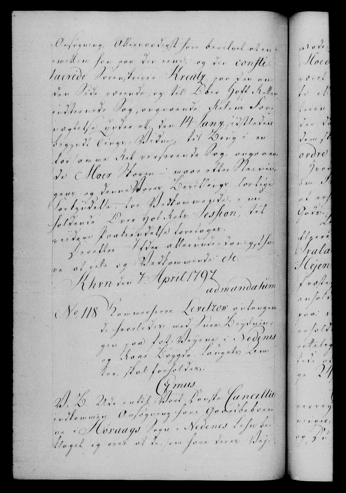 Danske Kanselli 1572-1799, AV/RA-EA-3023/F/Fc/Fca/Fcab/L0046: Norske tegnelser, 1797-1799, p. 41b