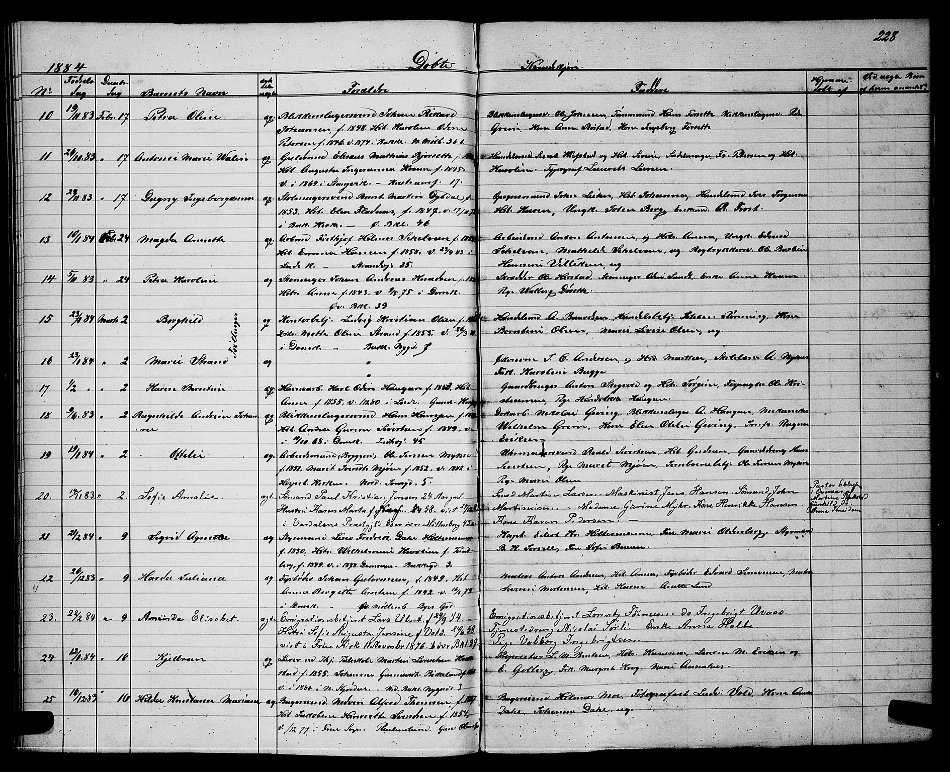 Ministerialprotokoller, klokkerbøker og fødselsregistre - Sør-Trøndelag, SAT/A-1456/604/L0220: Parish register (copy) no. 604C03, 1870-1885, p. 228