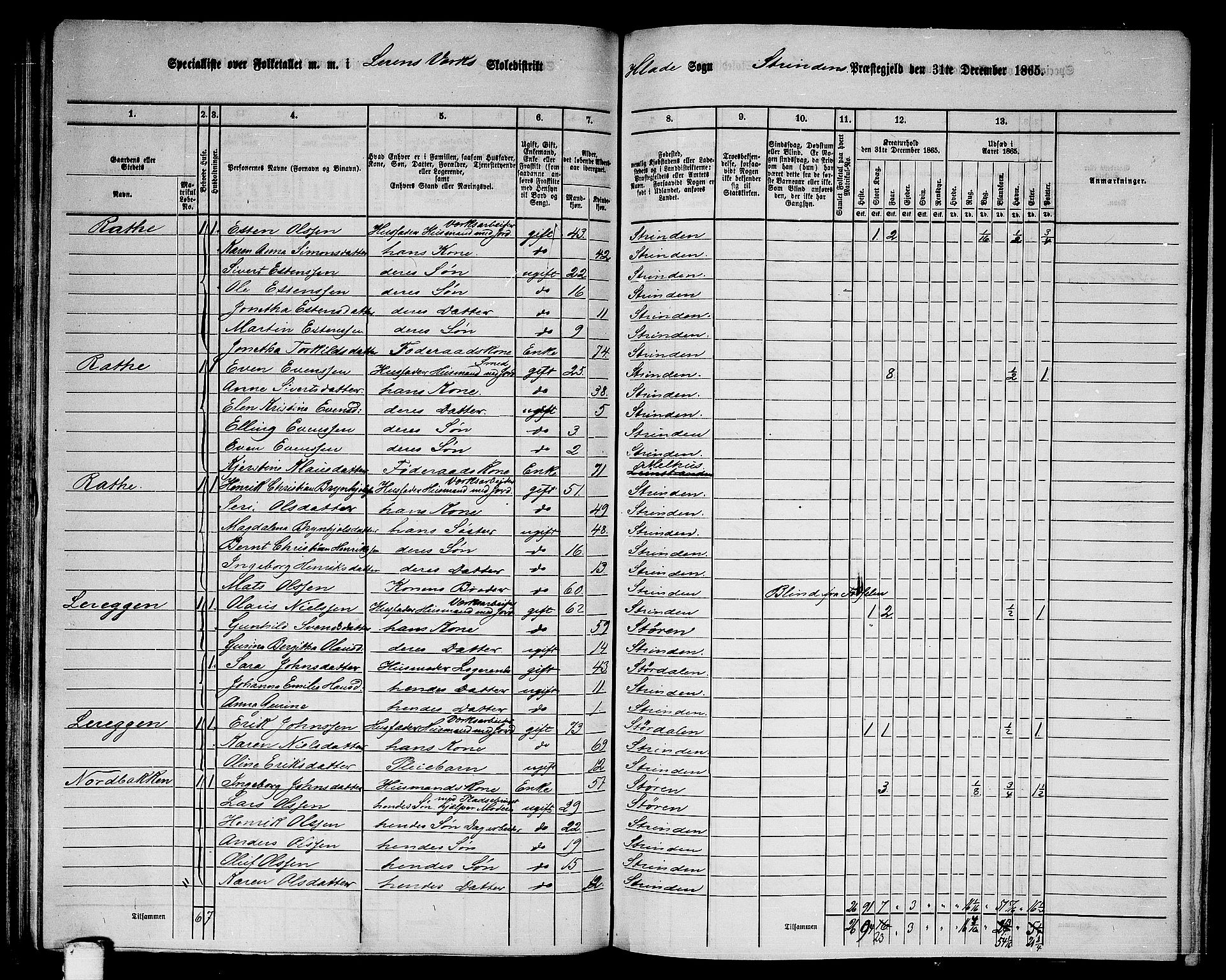 RA, 1865 census for Strinda, 1865, p. 136