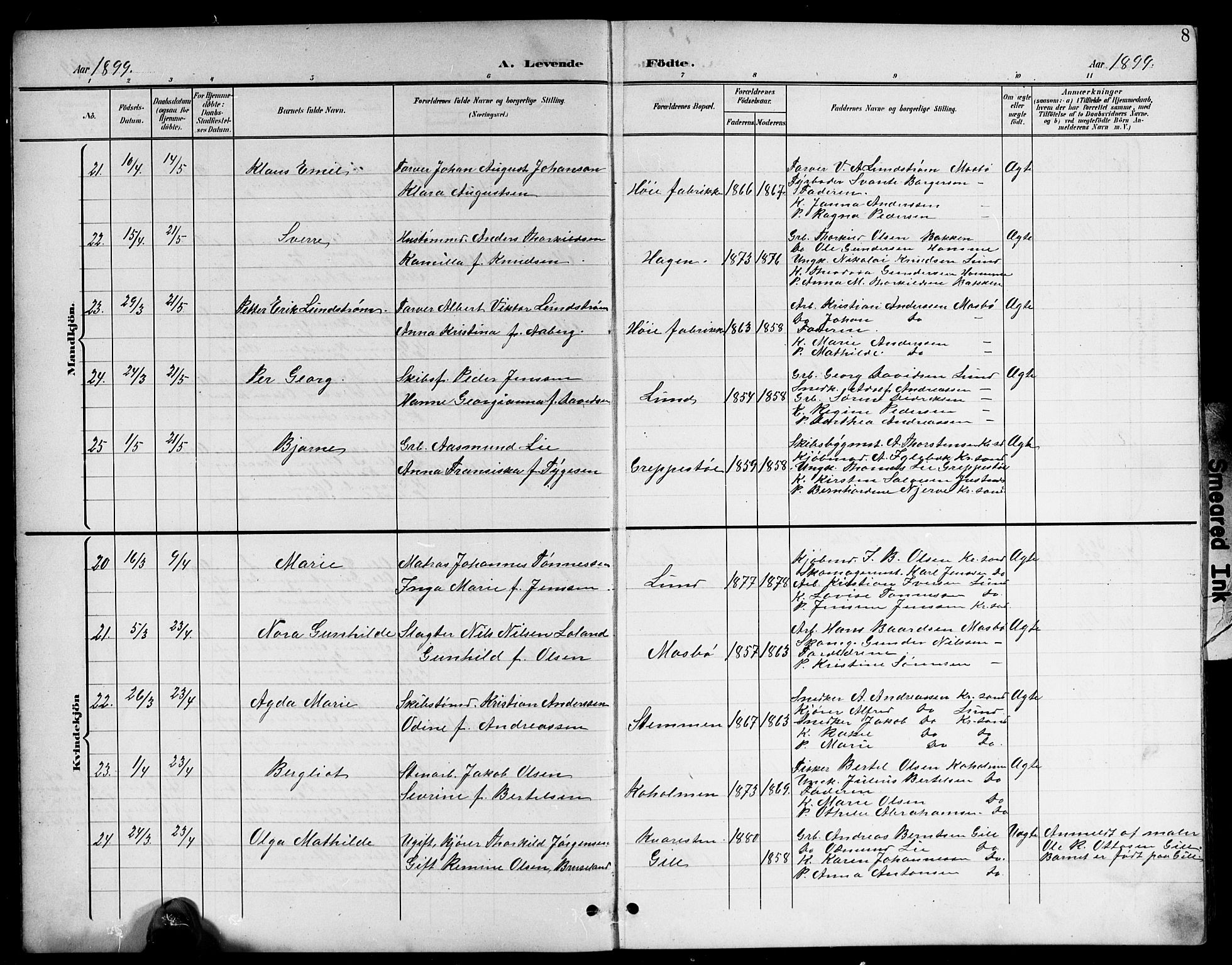 Oddernes sokneprestkontor, AV/SAK-1111-0033/F/Fb/Fba/L0009: Parish register (copy) no. B 9, 1899-1923, p. 8