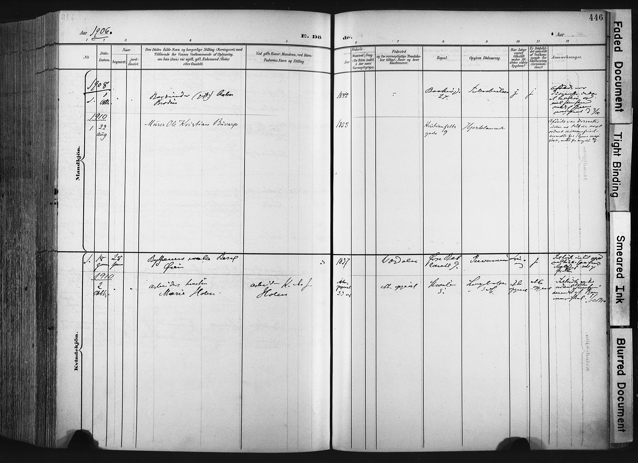 Ministerialprotokoller, klokkerbøker og fødselsregistre - Sør-Trøndelag, SAT/A-1456/604/L0201: Parish register (official) no. 604A21, 1901-1911, p. 446