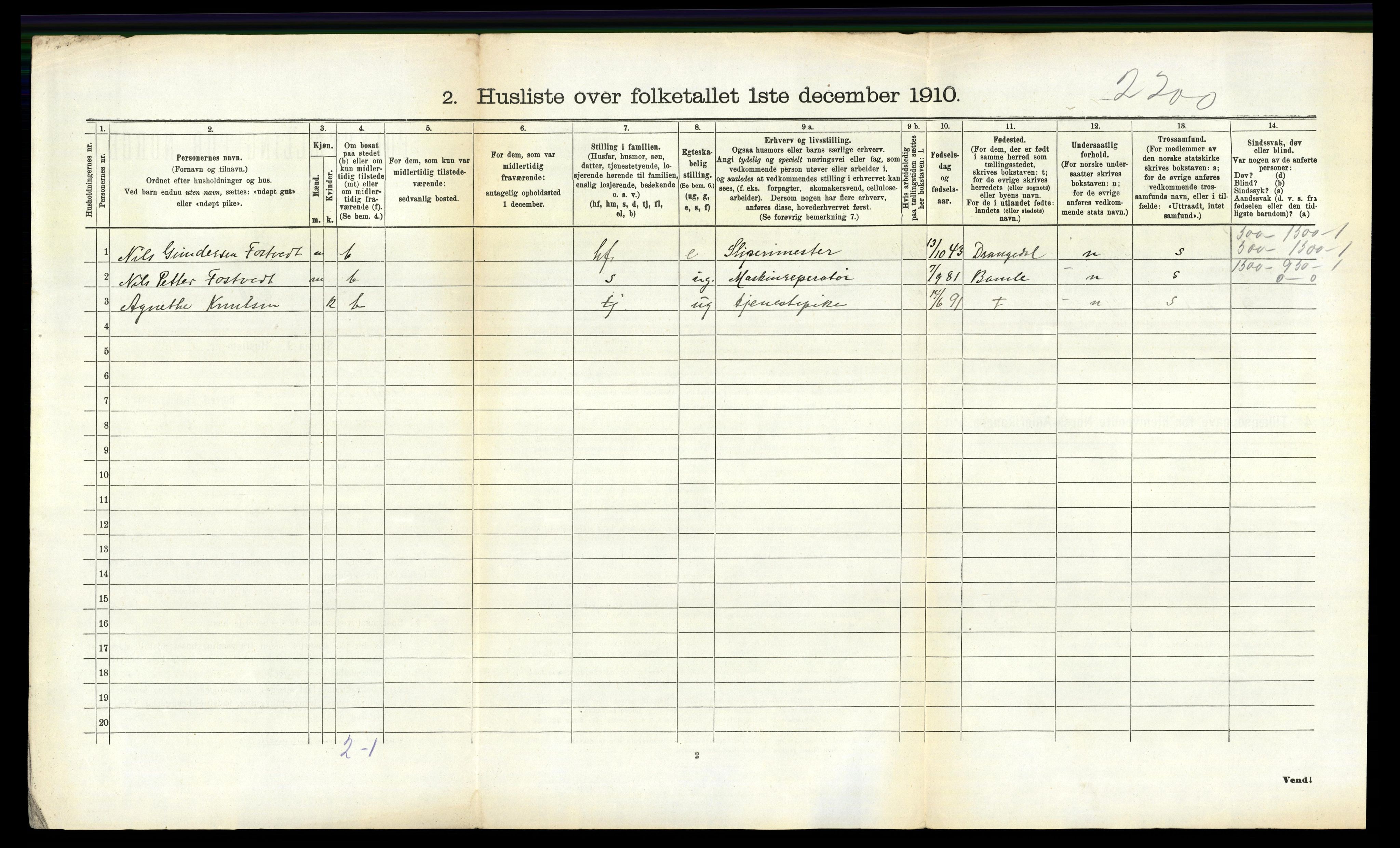 RA, 1910 census for Skåtøy, 1910, p. 1072