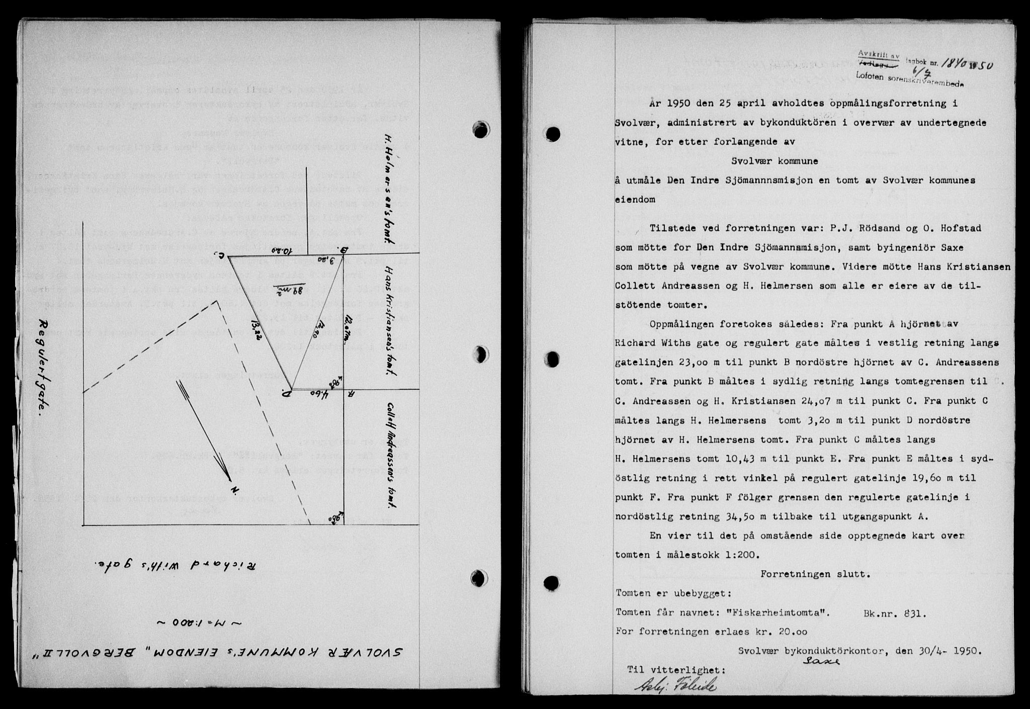 Lofoten sorenskriveri, SAT/A-0017/1/2/2C/L0024a: Mortgage book no. 24a, 1950-1950, Diary no: : 1840/1950