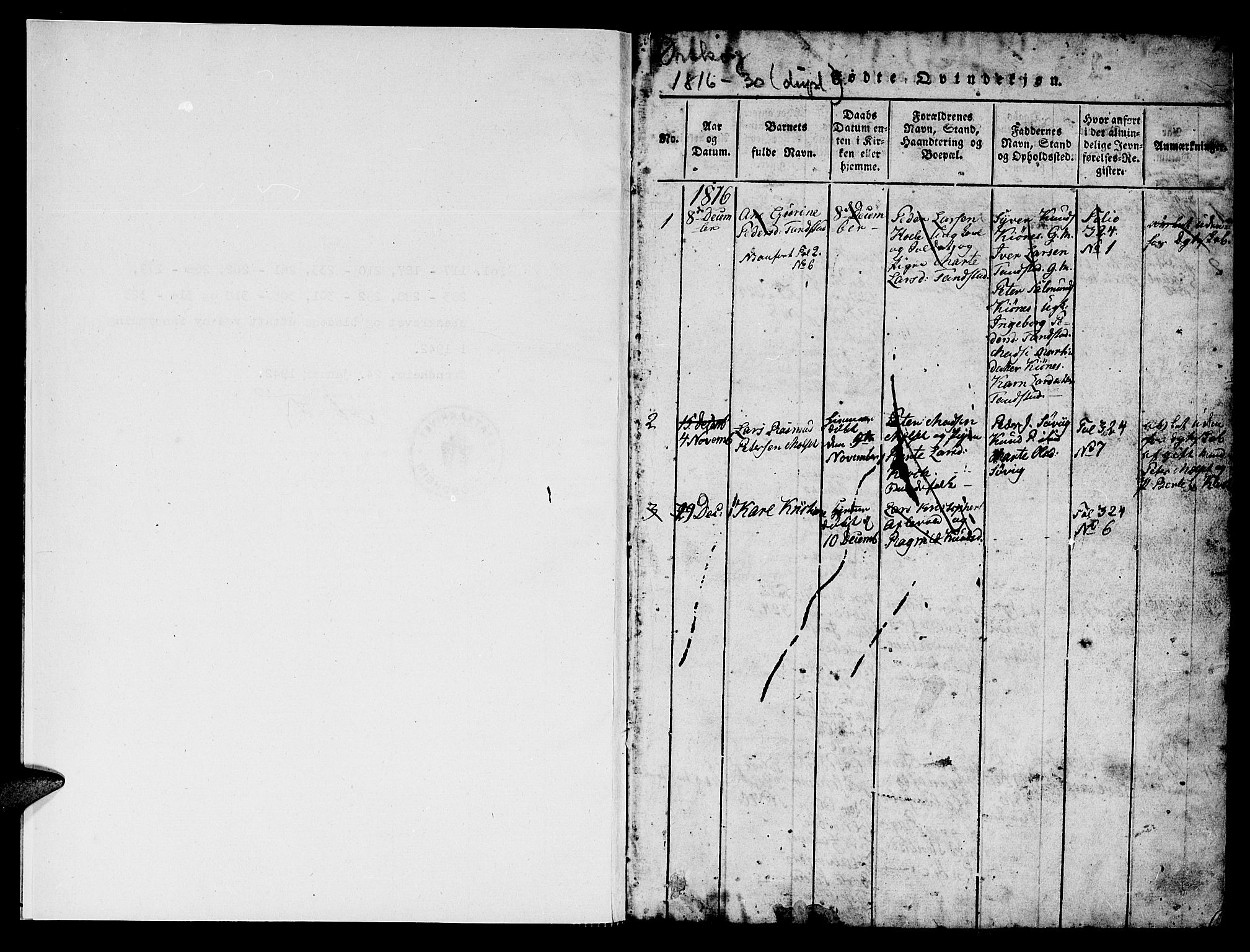 Ministerialprotokoller, klokkerbøker og fødselsregistre - Møre og Romsdal, AV/SAT-A-1454/522/L0322: Parish register (copy) no. 522C01, 1816-1830, p. 1