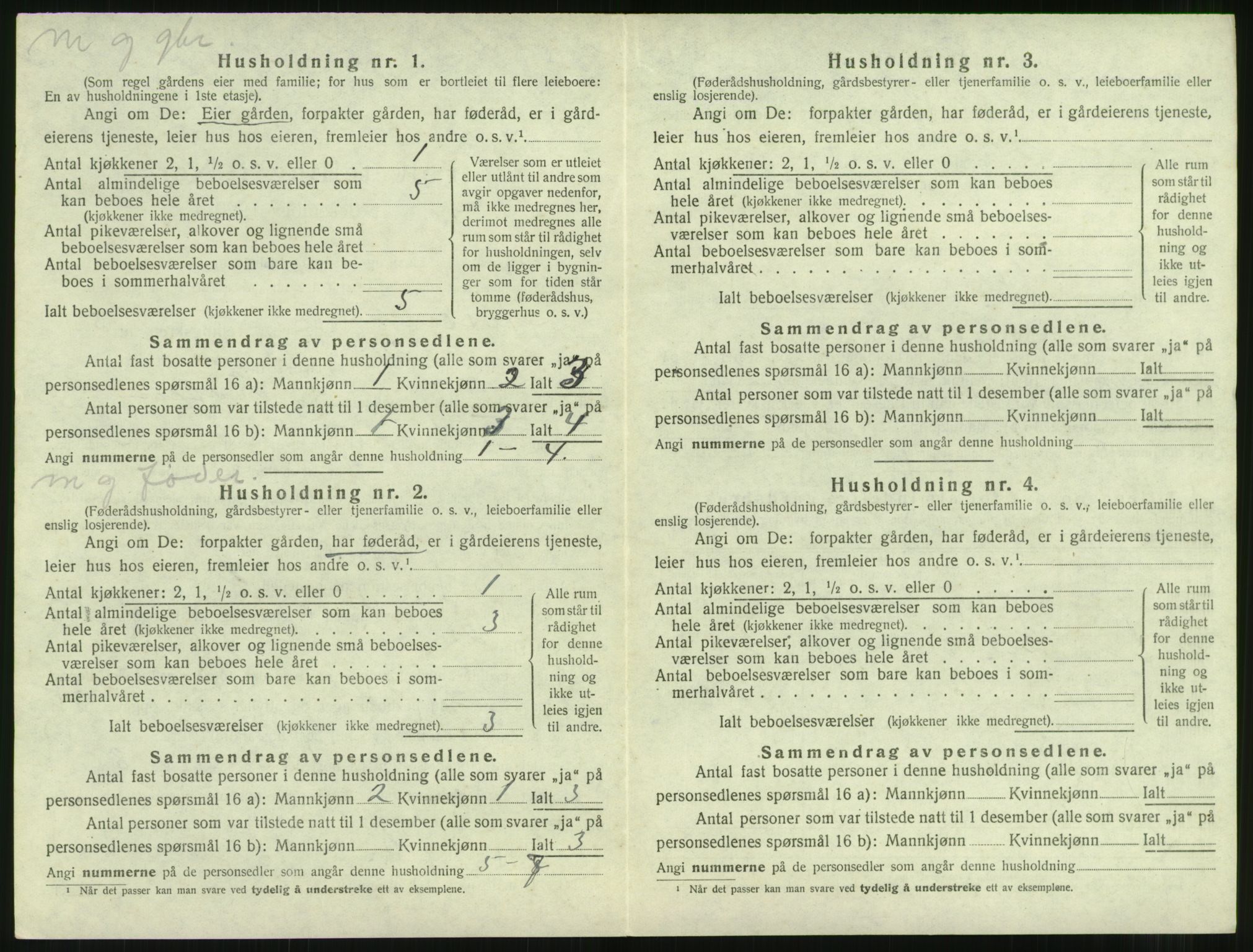 SAT, 1920 census for Nesset, 1920, p. 425