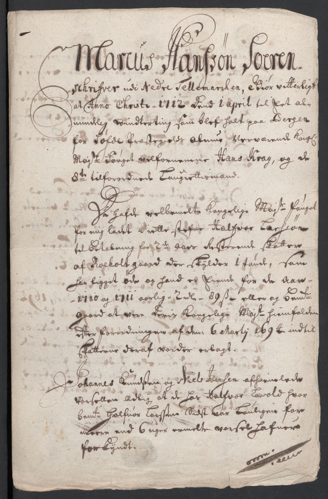 Rentekammeret inntil 1814, Reviderte regnskaper, Fogderegnskap, AV/RA-EA-4092/R36/L2120: Fogderegnskap Øvre og Nedre Telemark og Bamble, 1711, p. 283