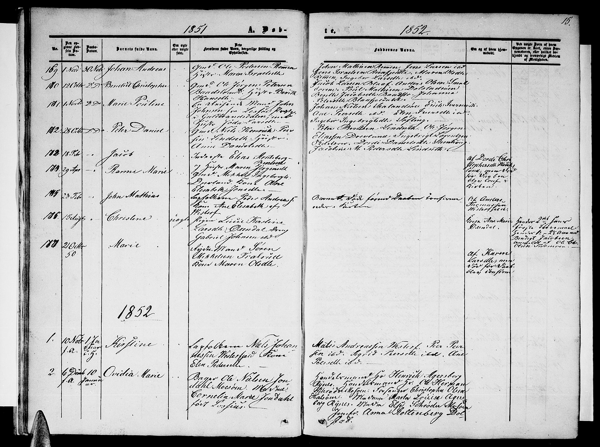 Ministerialprotokoller, klokkerbøker og fødselsregistre - Nordland, AV/SAT-A-1459/820/L0301: Parish register (copy) no. 820C03, 1851-1858, p. 15