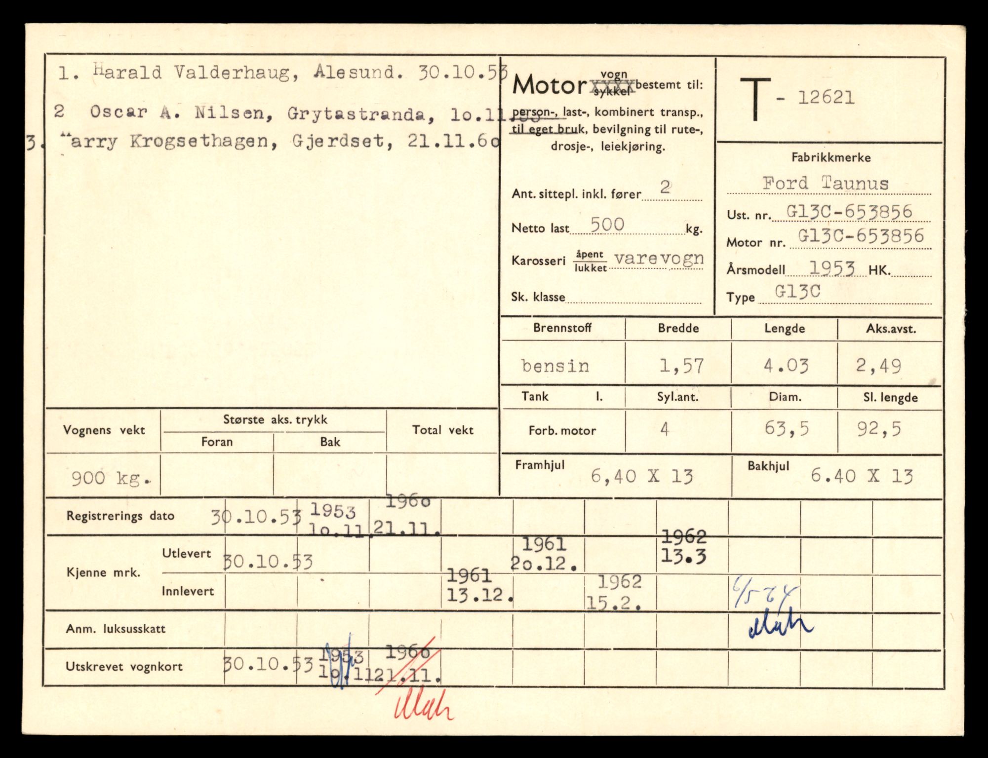 Møre og Romsdal vegkontor - Ålesund trafikkstasjon, AV/SAT-A-4099/F/Fe/L0034: Registreringskort for kjøretøy T 12500 - T 12652, 1927-1998, p. 2368