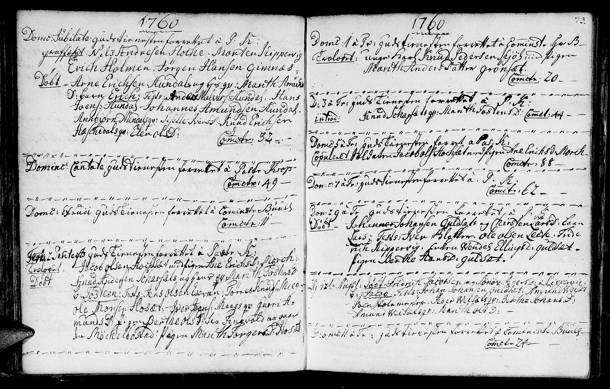 Ministerialprotokoller, klokkerbøker og fødselsregistre - Møre og Romsdal, AV/SAT-A-1454/568/L0798: Parish register (official) no. 568A07, 1753-1780, p. 72-73