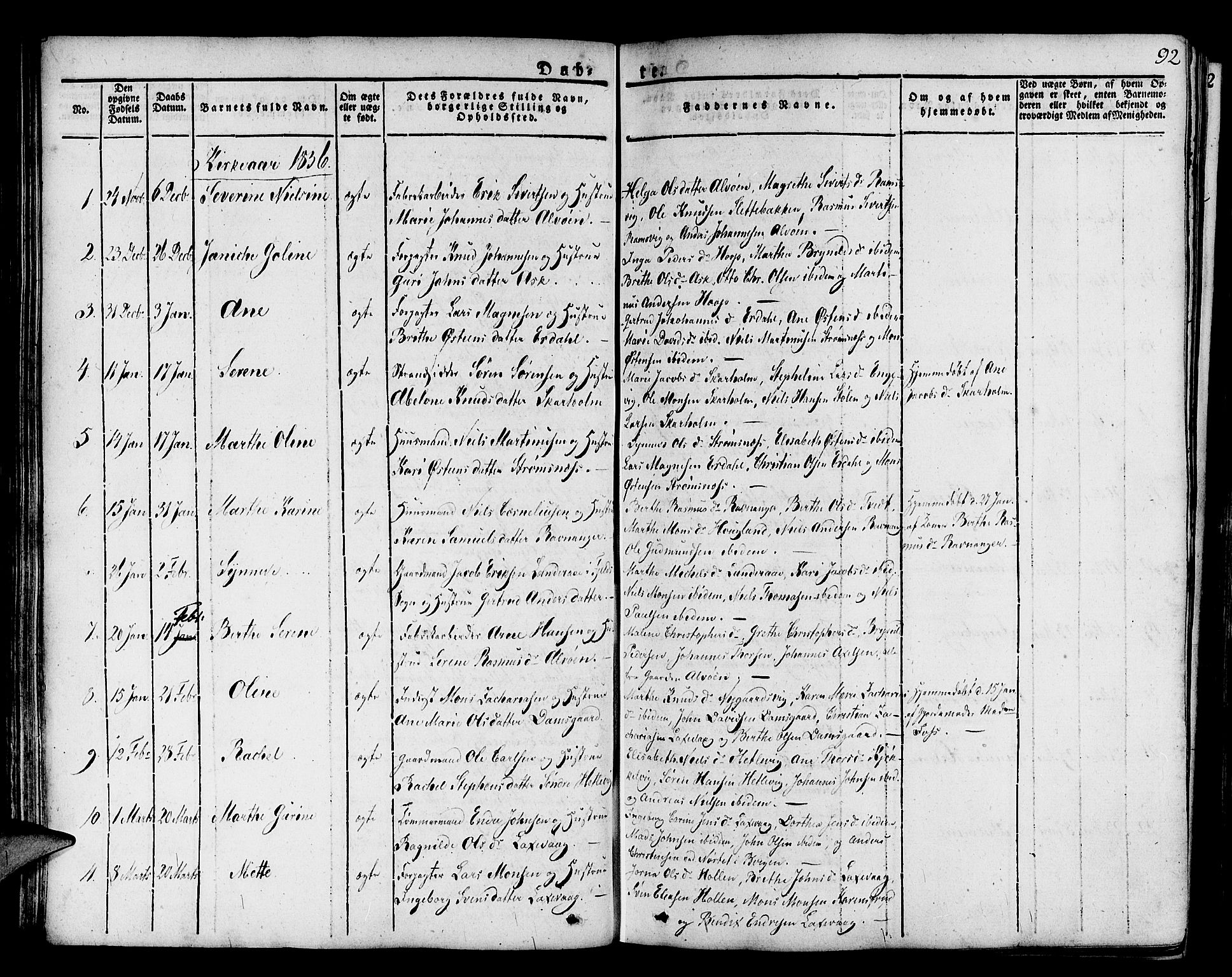 Askøy Sokneprestembete, SAB/A-74101/H/Ha/Haa/Haaa/L0004: Parish register (official) no. A 4, 1825-1845, p. 92