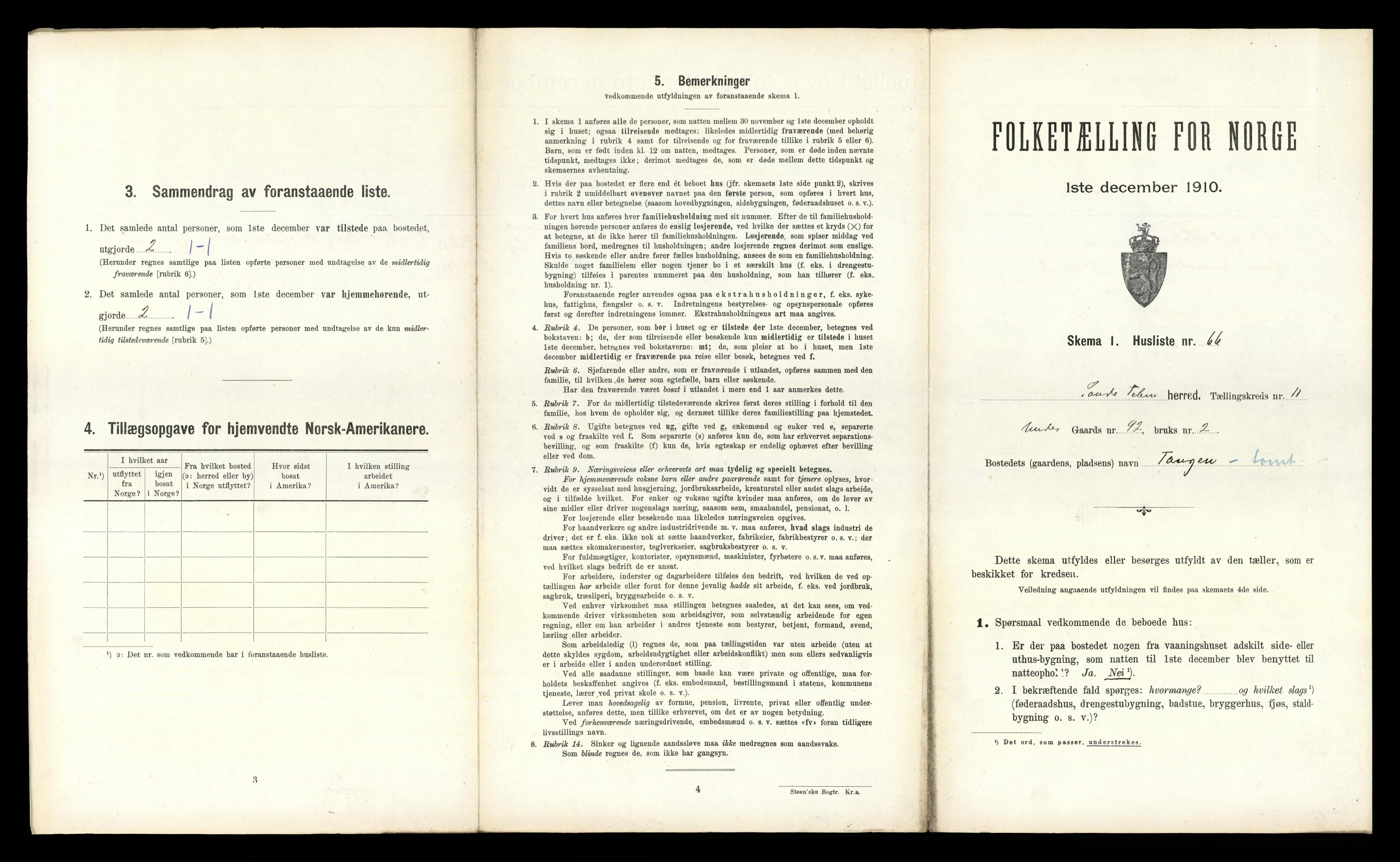 RA, 1910 census for Sauherad, 1910, p. 1275